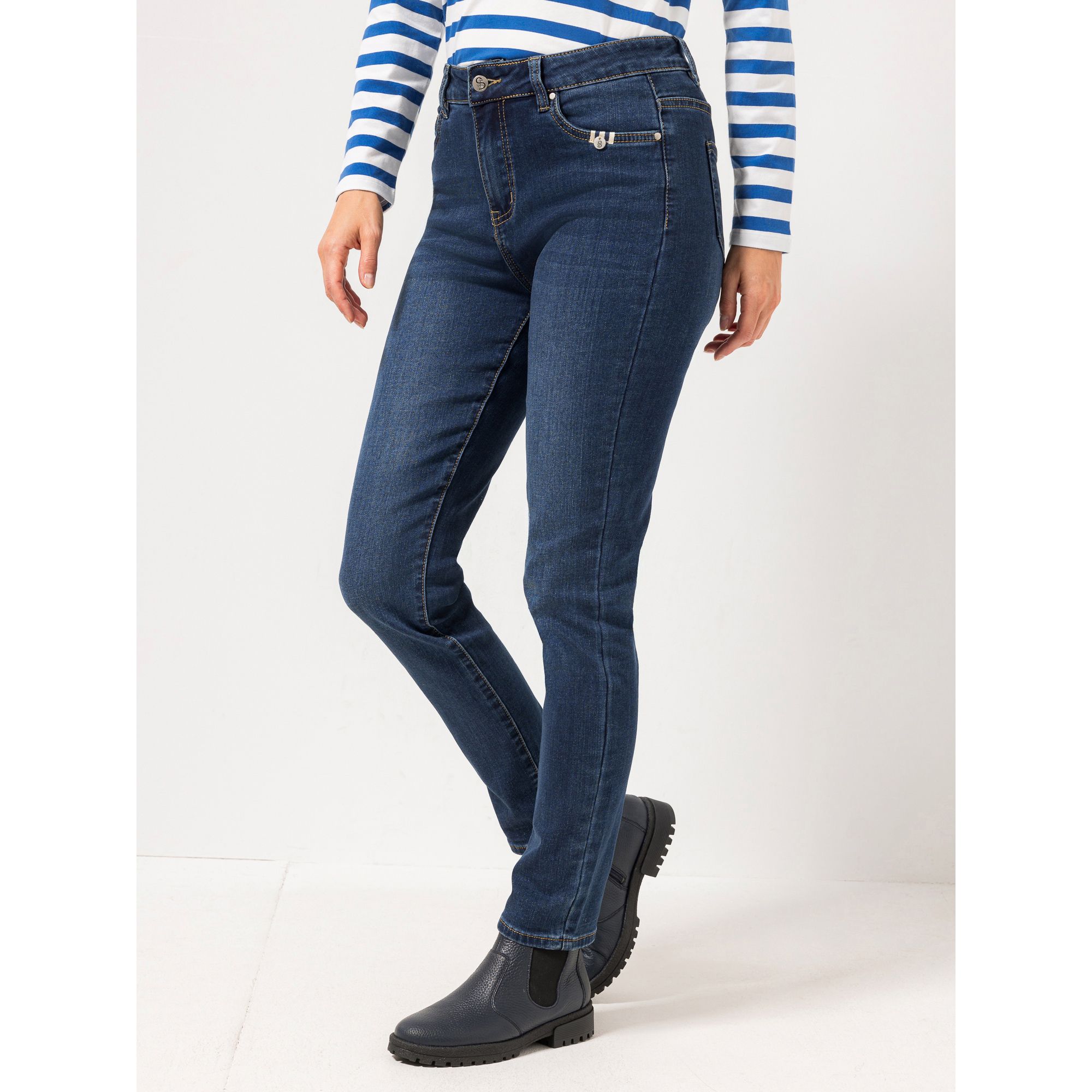 STRANDFEIN Jeanshose lange Form 5-Pocket-Style schmales Bein