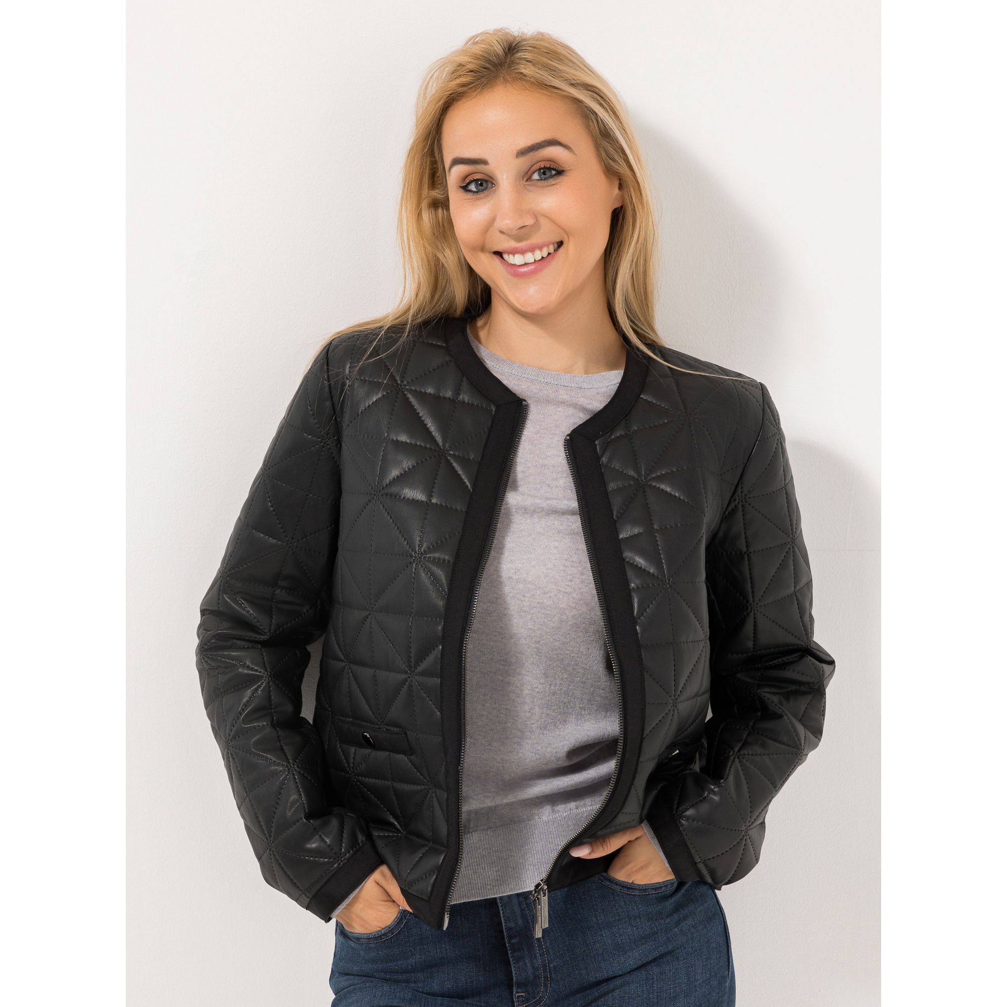 DINE 'N' DANCE Steppjacke Eingrifftaschen 2-Wege-Reißverschluss figurumspielend