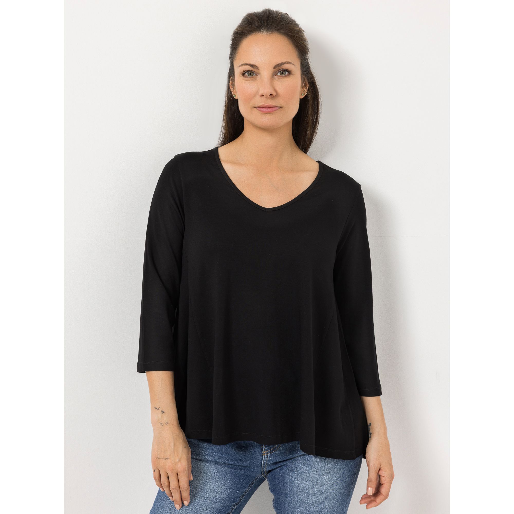 STEFFEN SCHRAUT Shirt 3/4-Arm V-Ausschnitt leger weit