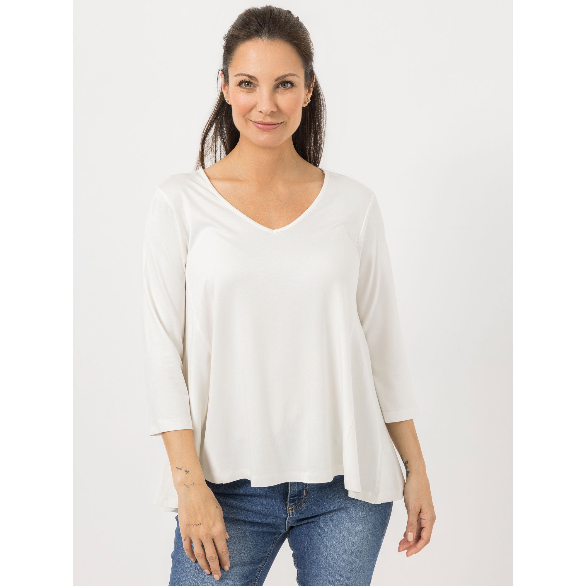 STEFFEN SCHRAUT Shirt 3/4-Arm V-Ausschnitt leger weit