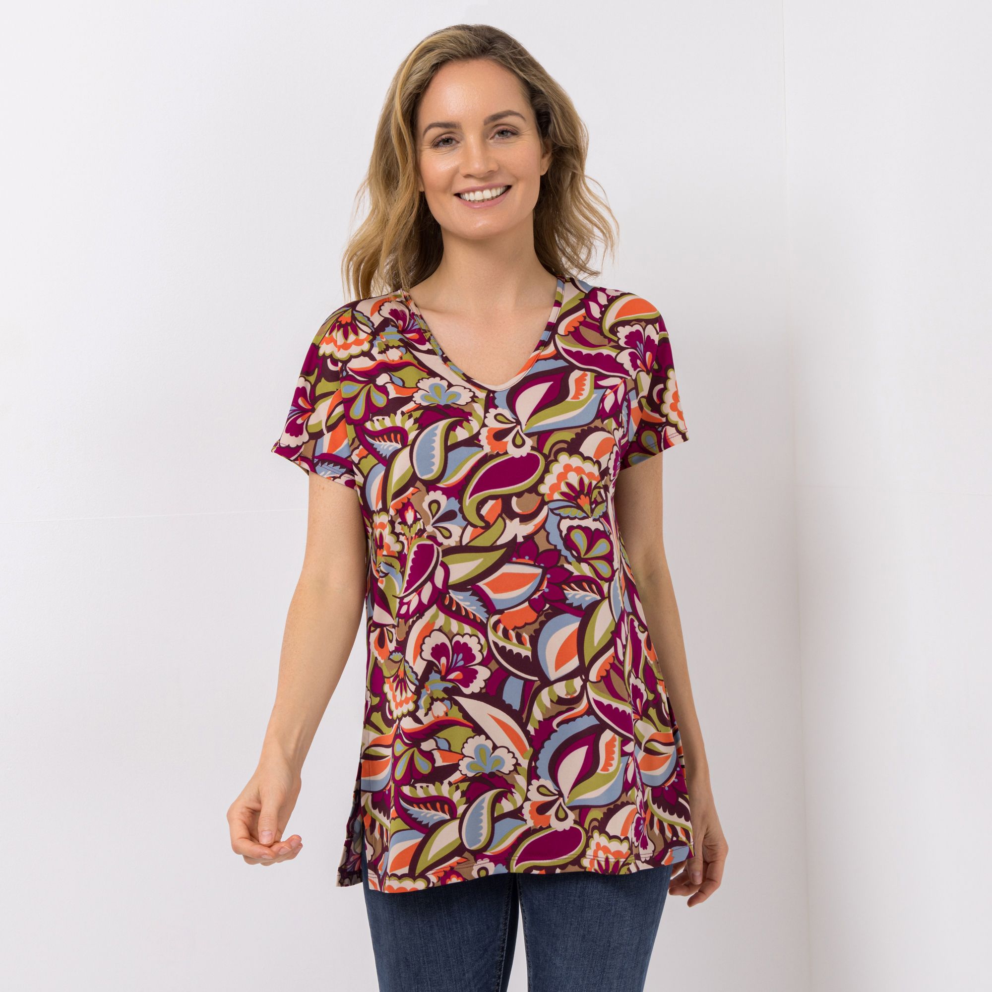 KIM & CO. Shirt, 1/2-Arm Brazil Knit Jersey V-Ausschnitt figurumspielend