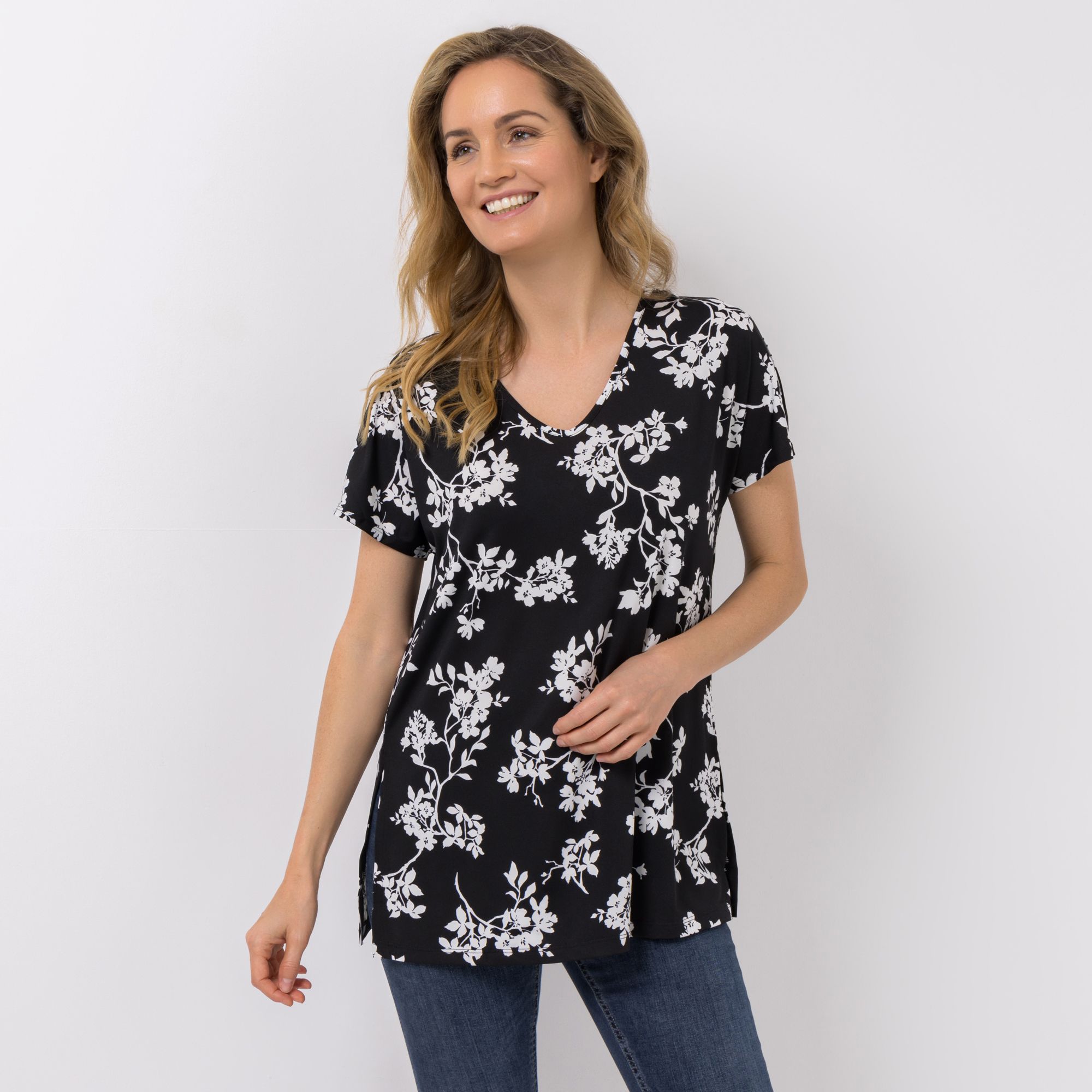 KIM & CO. Shirt, 1/2-Arm Brazil Knit Jersey V-Ausschnitt figurumspielend