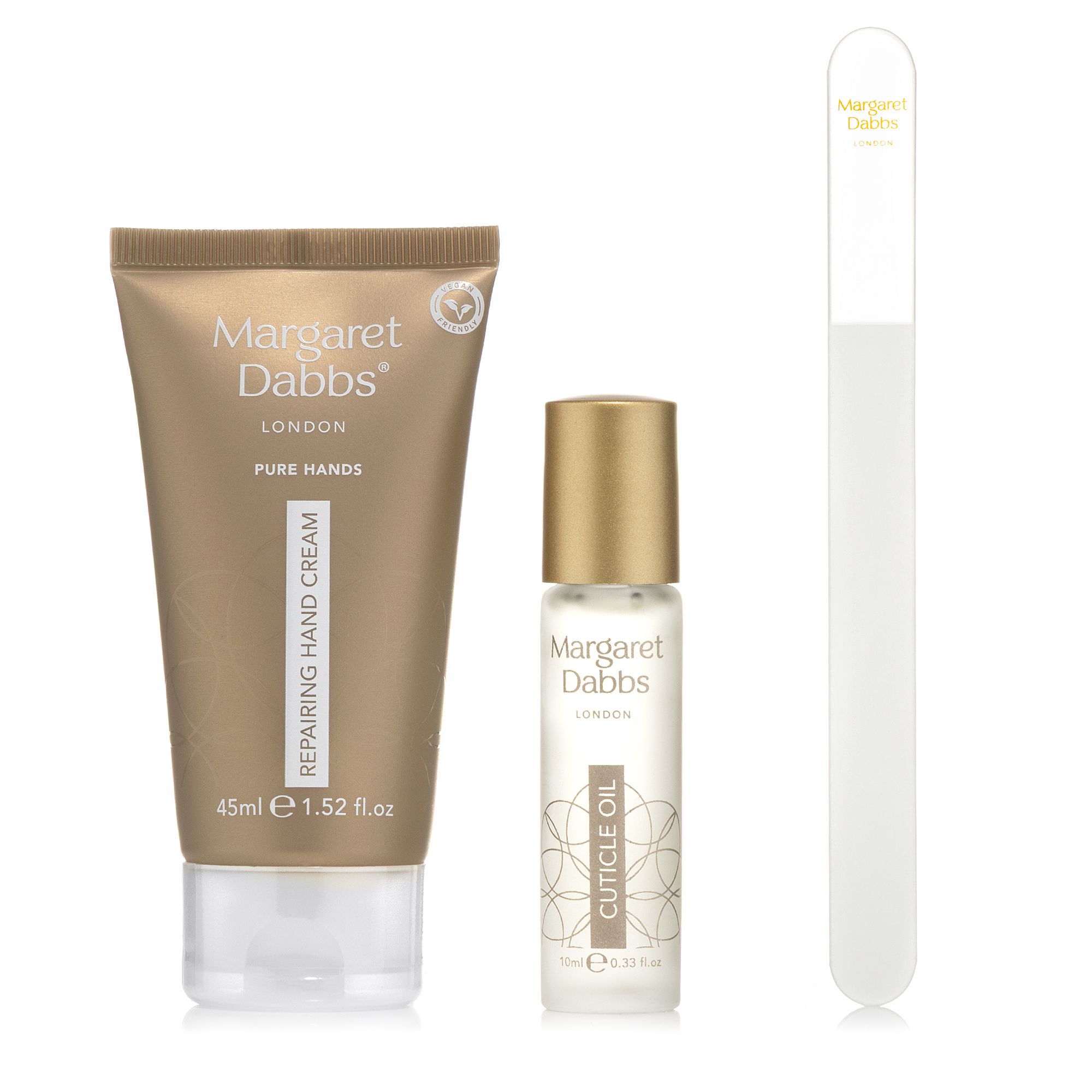 MARGARET DABBS LONDON Pure Hands Discovery Kit Handcream 45ml, Cuticle Oil 10ml, Crystal Nail File