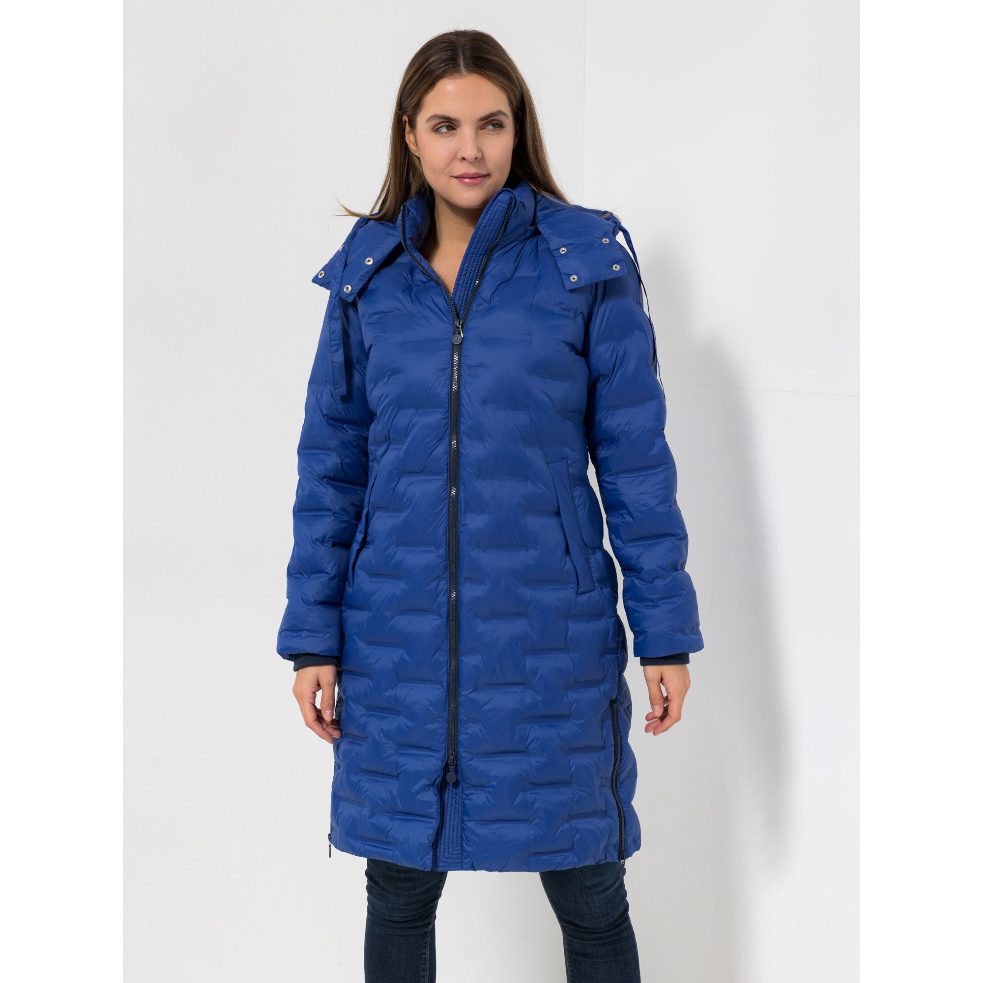 EVA LUTZ Mantel abnehmbare Kapuze 2-Wege-Reißverschluss 100% recycelte Fasern