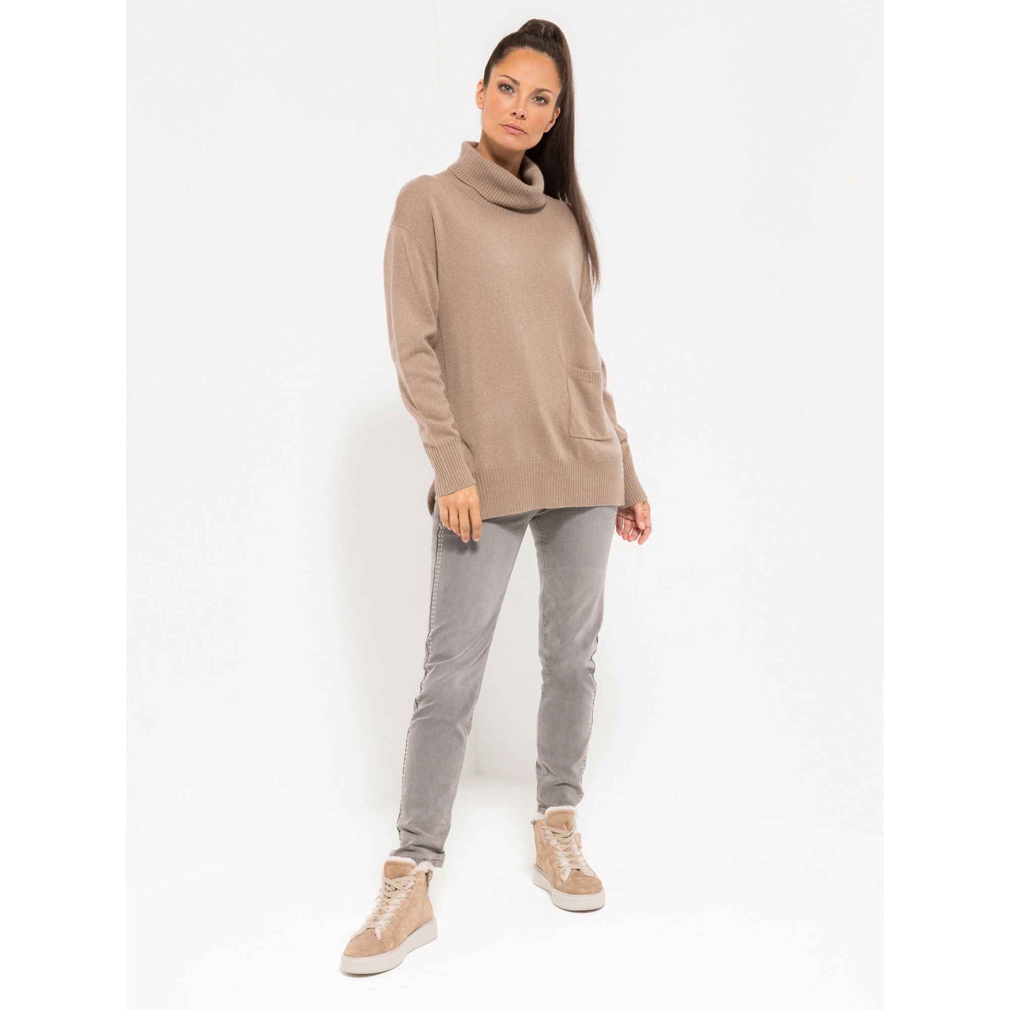 STEFFEN SCHRAUT Pullover Nancy Rollkragen Rippendetails Oversize - leger weit