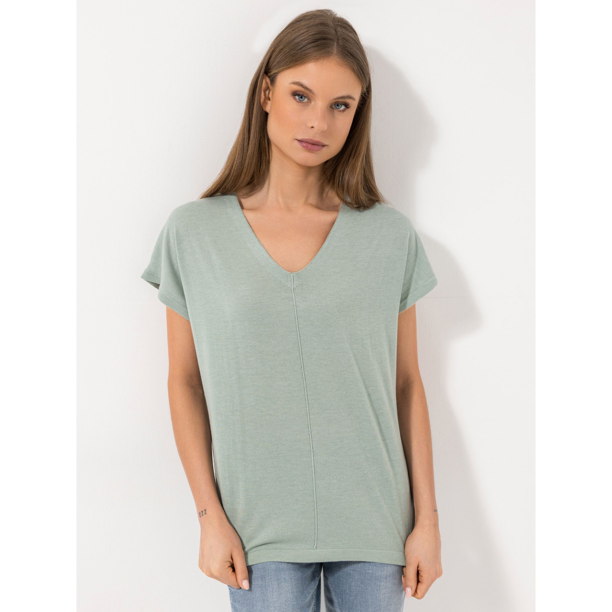 STEFFEN SCHRAUT Pullover V-Ausschnitt Mittelnaht leger weit