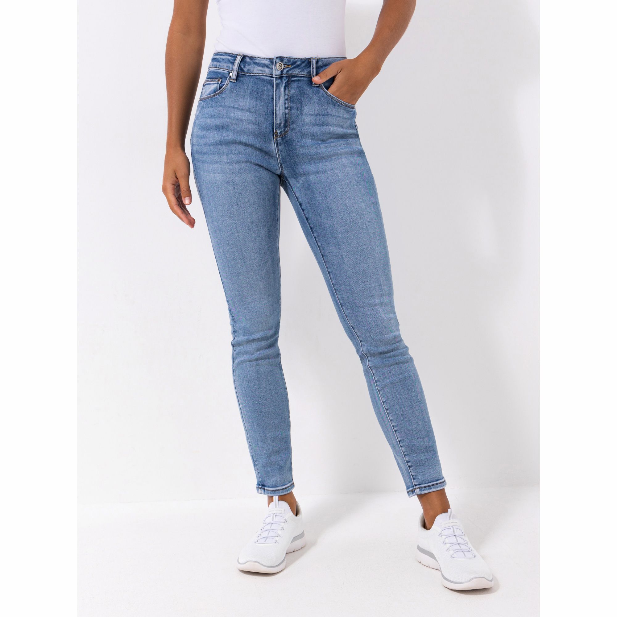 STRANDFEIN Jeanshose Sue lange Form 5-Pocket-Style schmales Bein