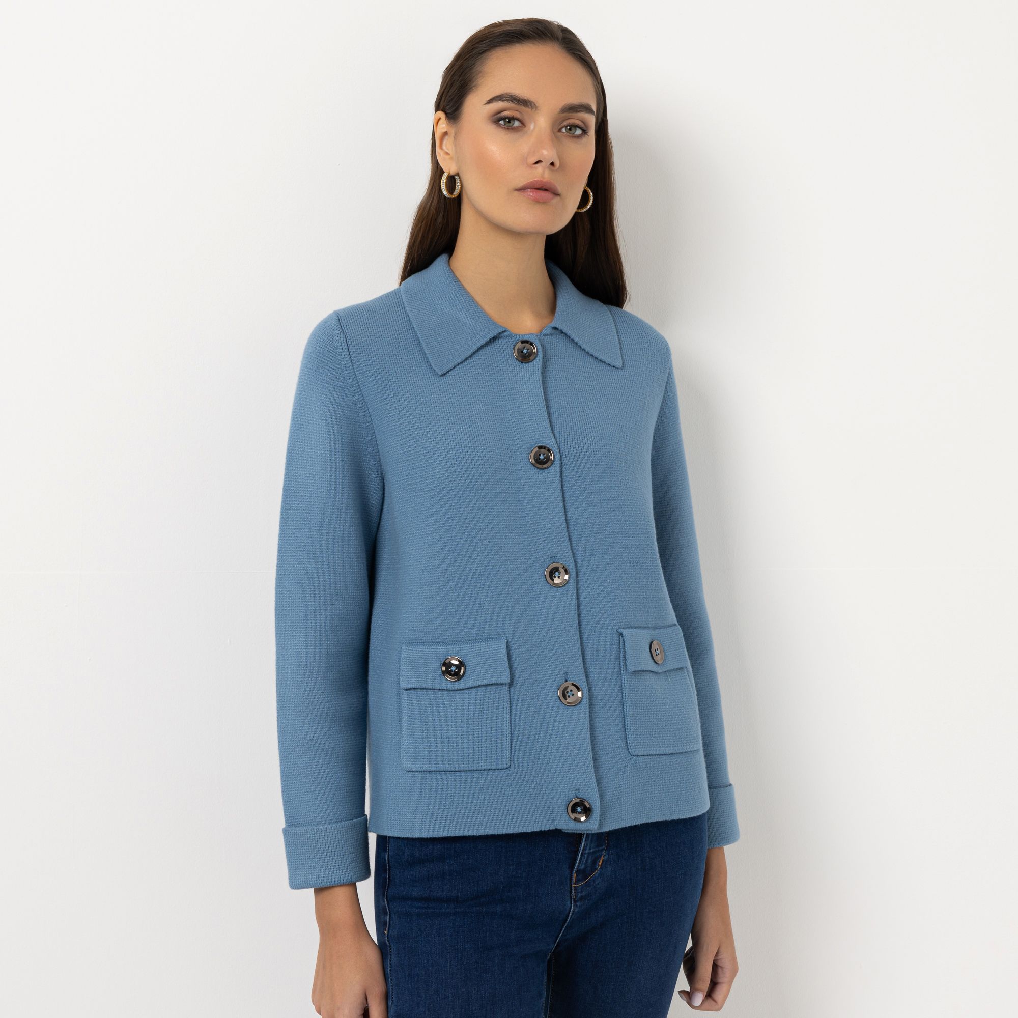 STEFFEN SCHRAUT Strickjacke mit Kragen Knopfleiste figurumspielend