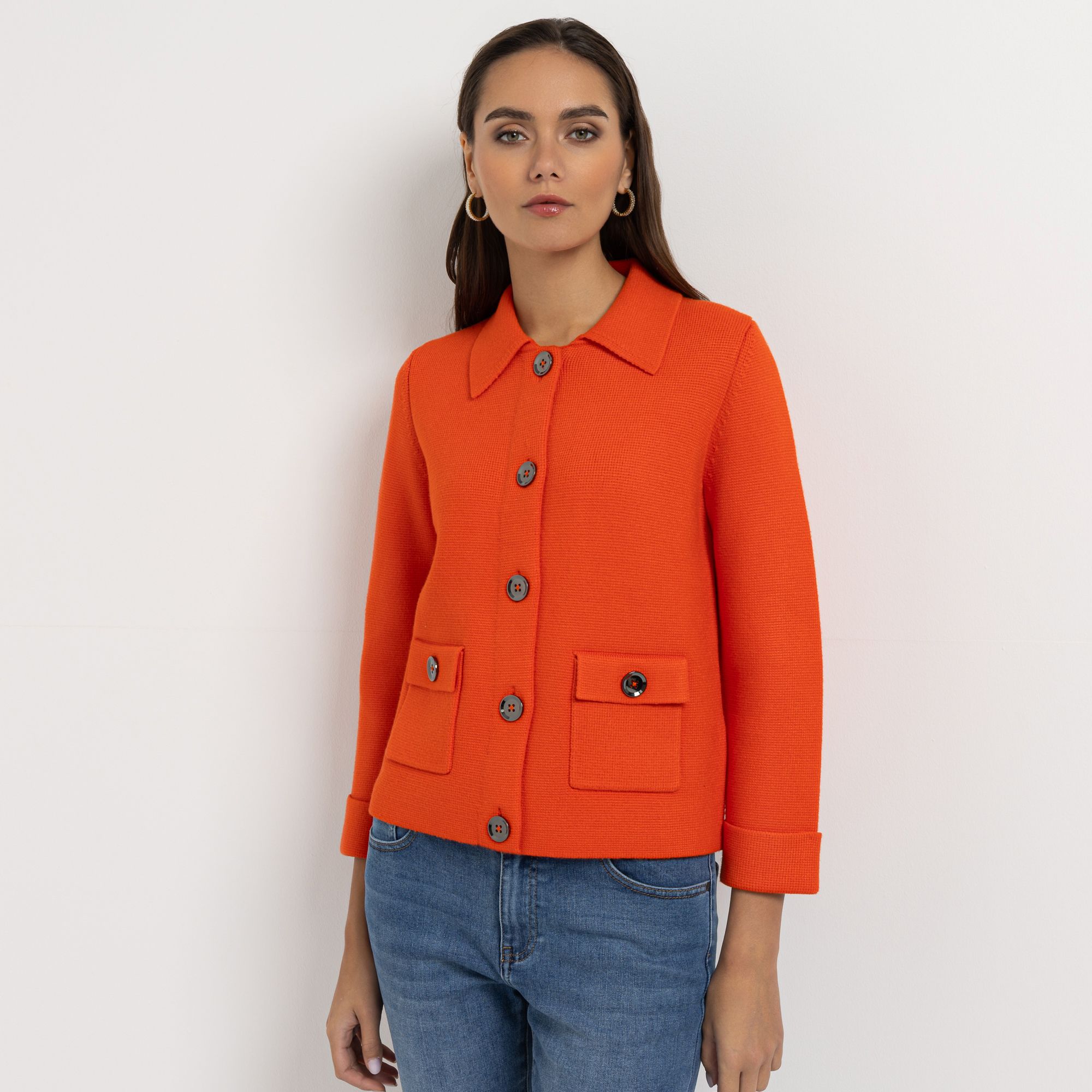 STEFFEN SCHRAUT Strickjacke mit Kragen Knopfleiste figurumspielend