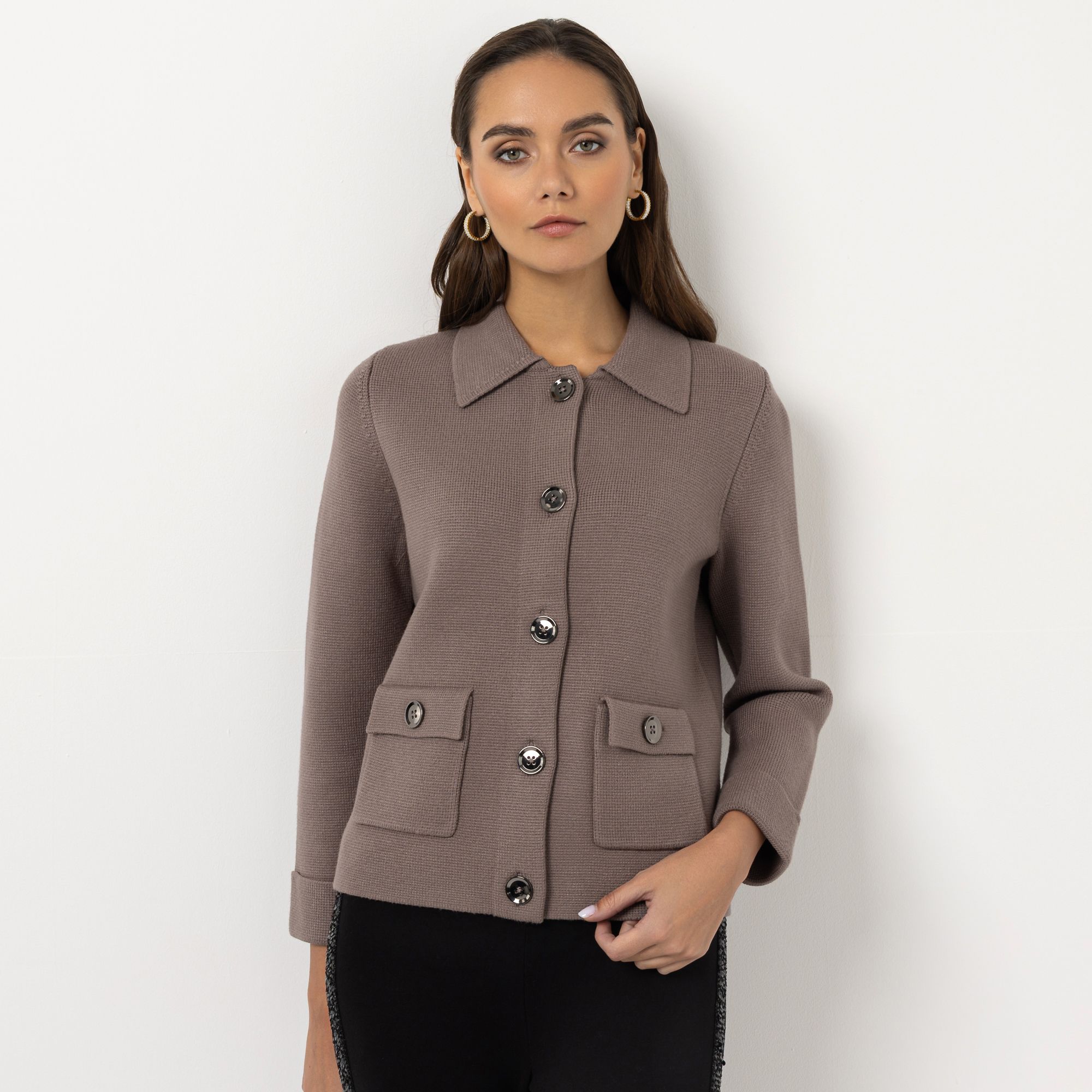 STEFFEN SCHRAUT Strickjacke mit Kragen Knopfleiste figurumspielend