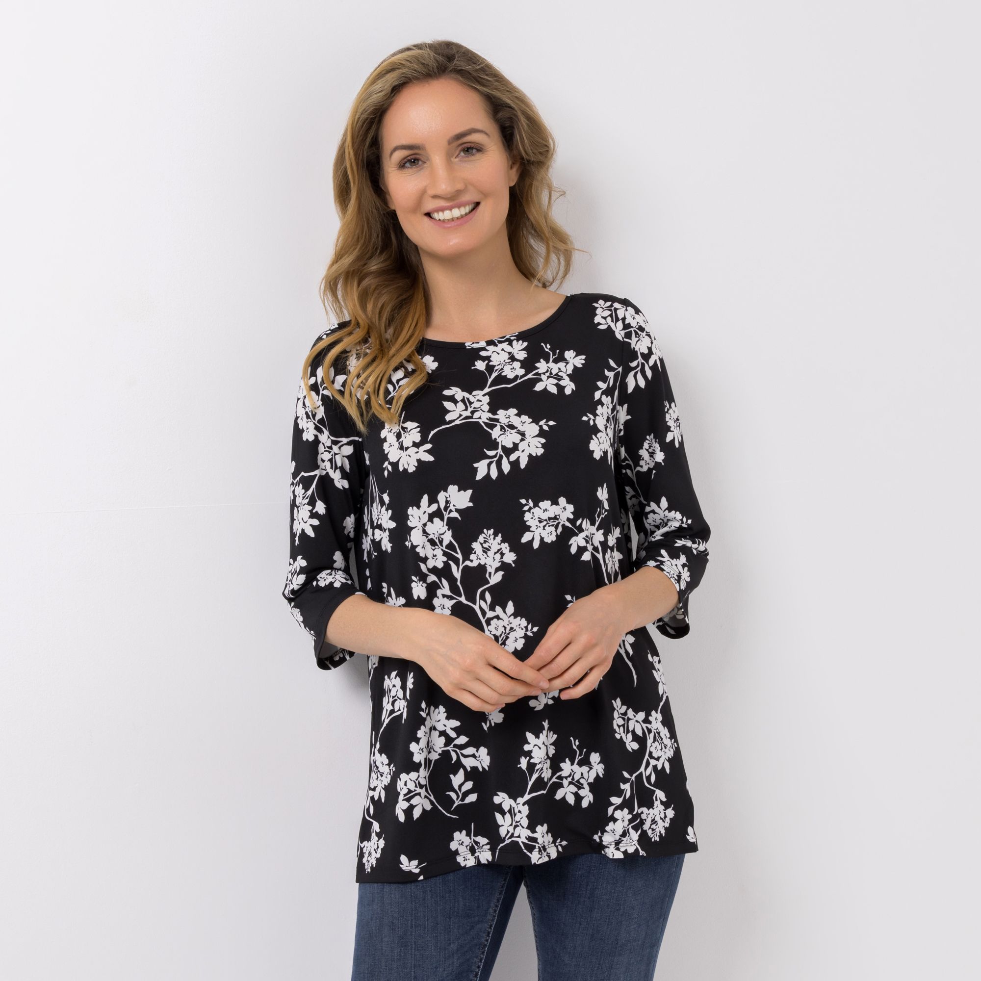 KIM & CO. Shirt, 3/4-Arm Brazil Knit Jersey Rundhalsausschnitt figurumspielend