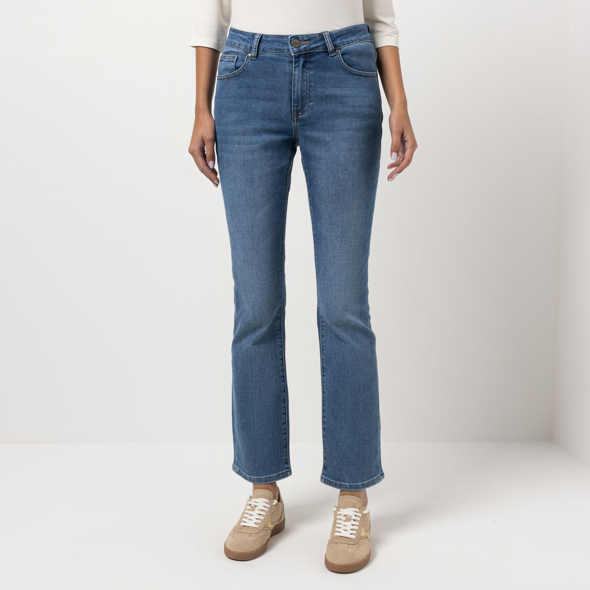 STEFFEN SCHRAUT Jeans, Bootcut lange Länge doppelte Gesäßtasche ausgestellter Saum