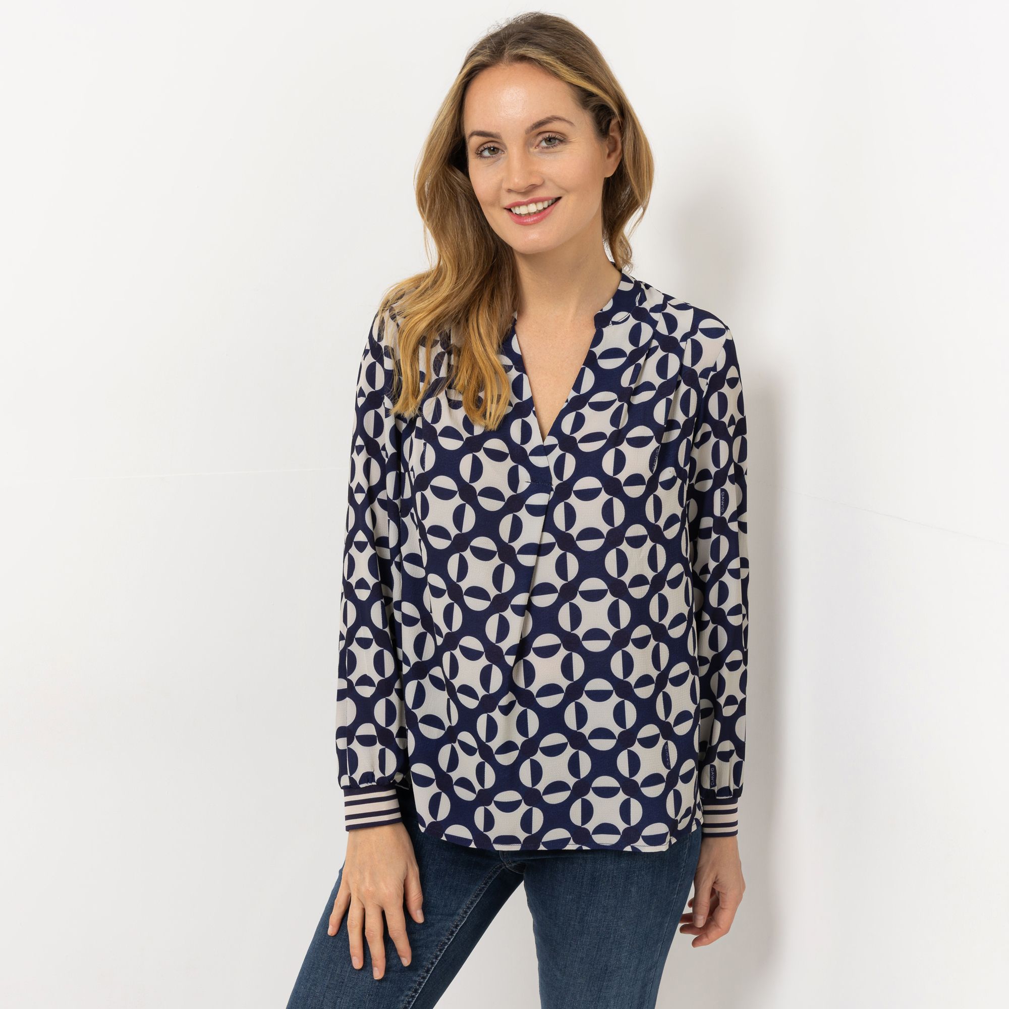 DAWID by Dawid Tomaszewski Bluse Serafino-Ausschnitt leger weit