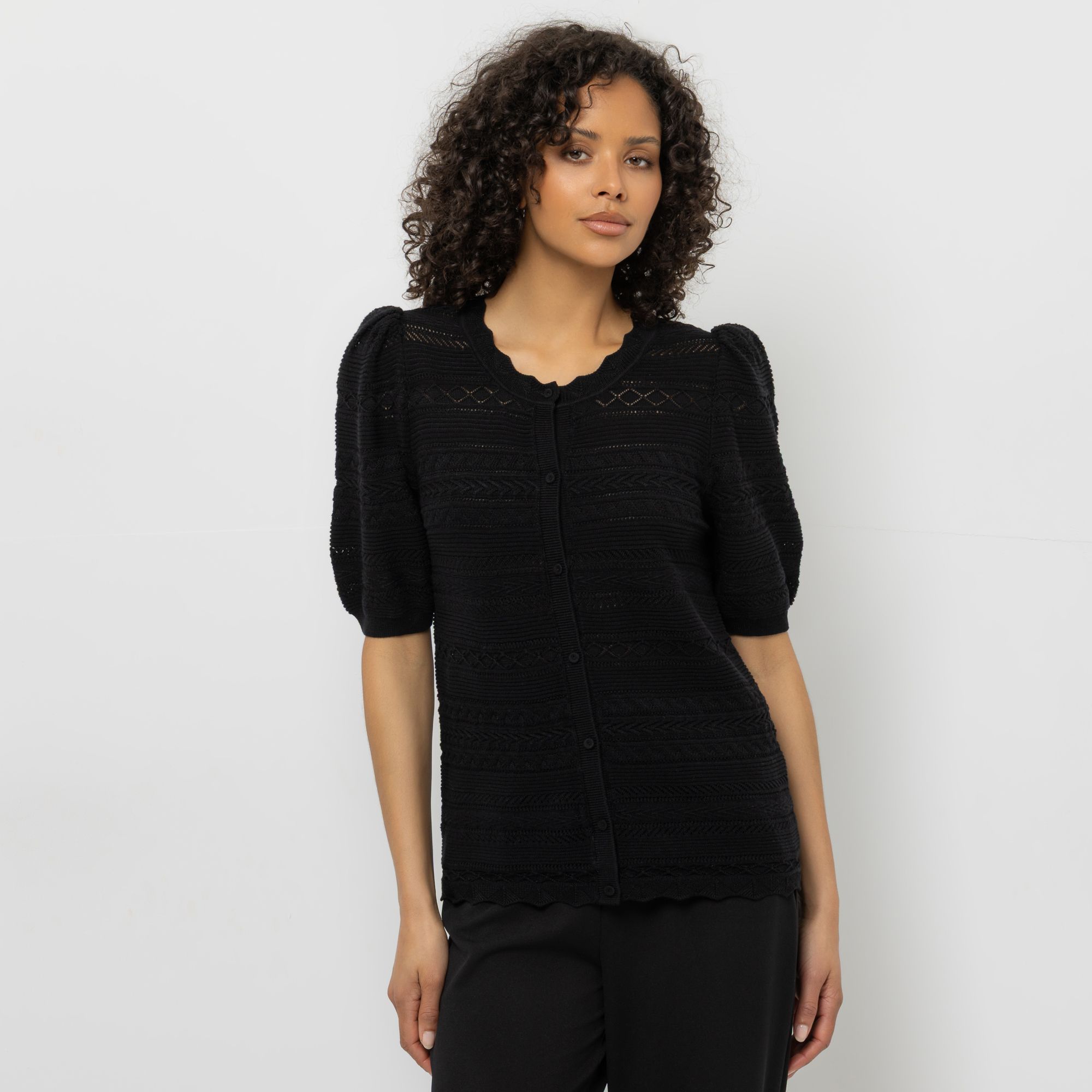 STEFFEN SCHRAUT Cardigan, 1/2 Arm Pointelle-Strick Knopfleiste figurbetont