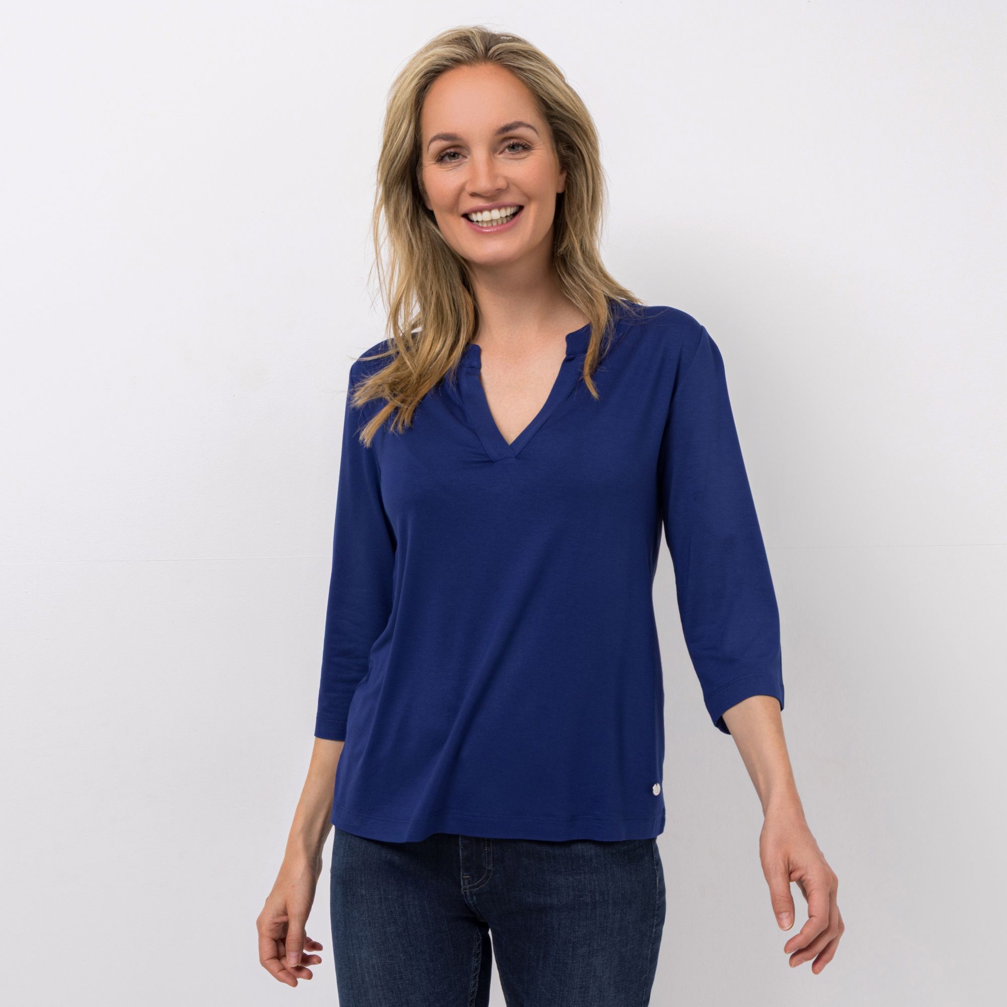 EVA LUTZ Shirt, 3/4-Arm Rundhalsausschnitt mit ECOVERO Viskose figurumspielend