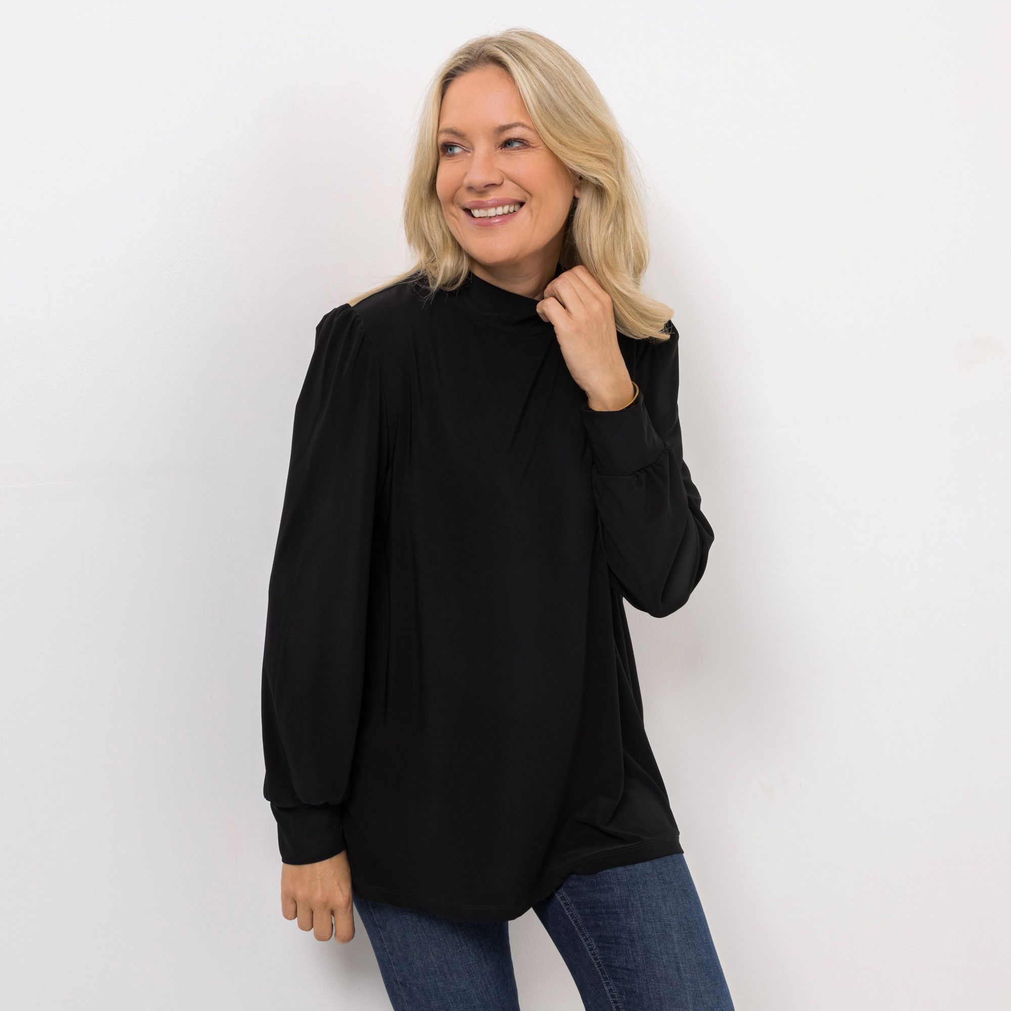 KIM & CO. Shirt, Langarm Brazil Knit Jersey Stehkragen figurumspielend