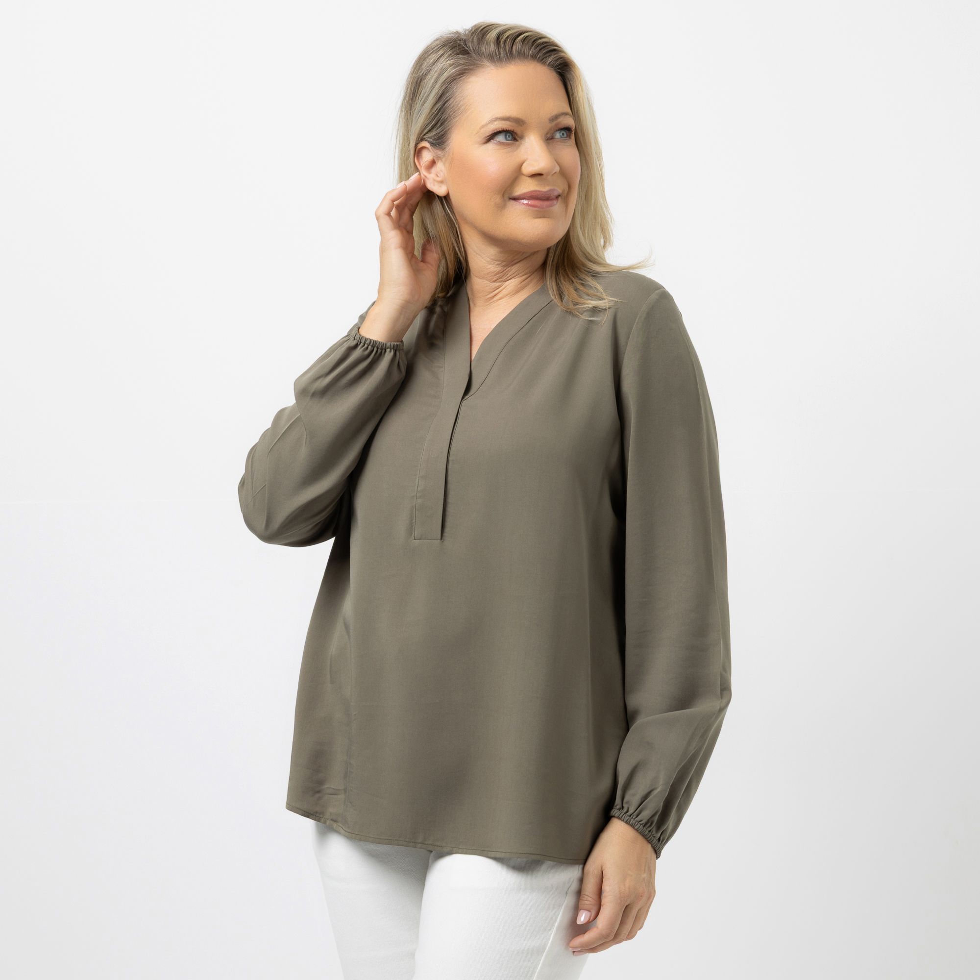 KILIAN KERNER SENSES Bluse, langarm verdeckte Knopfleiste elastischer Ärmelbund figurumspielend