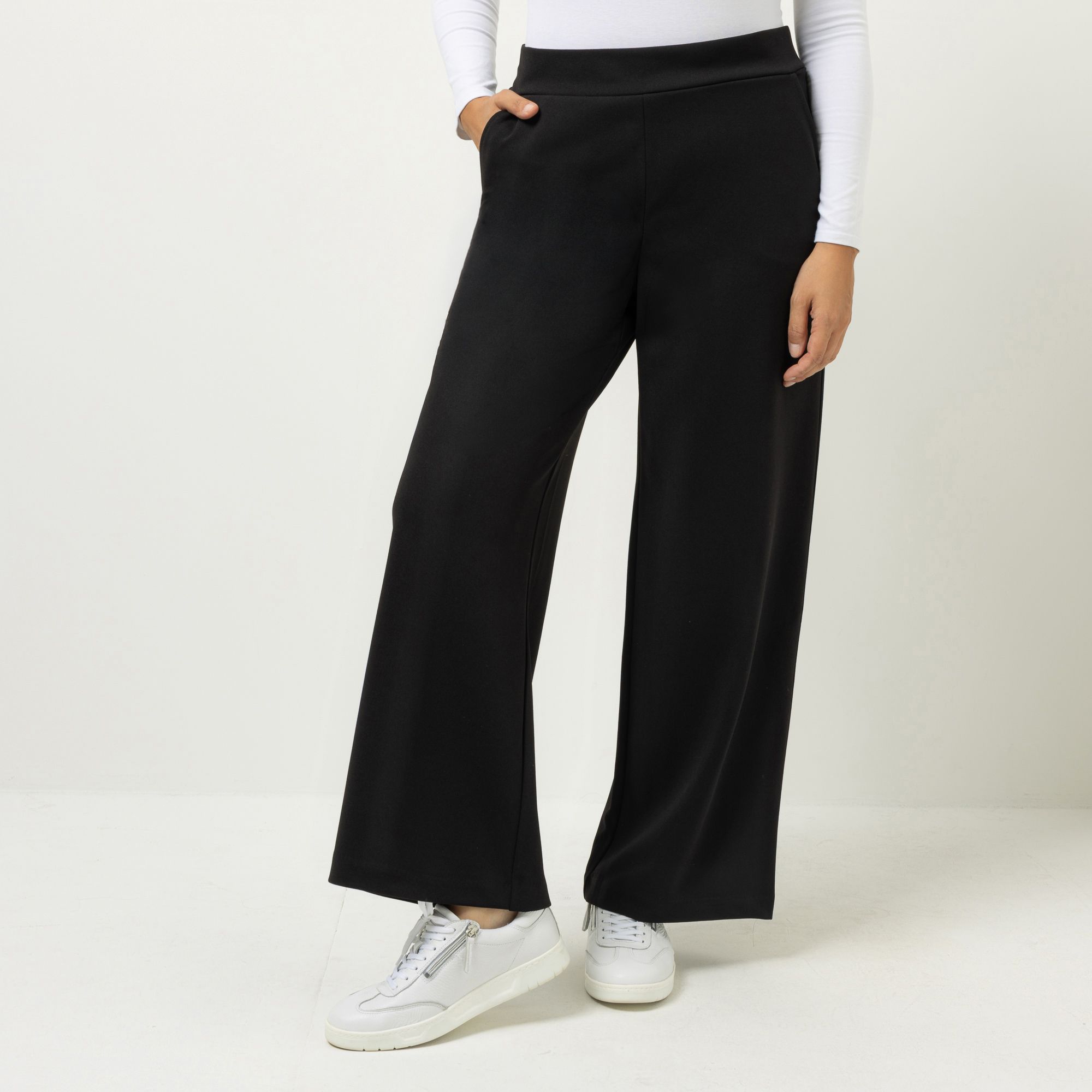 KIM & CO. Hose, lange Form Ponti Crepe Jersey 2 Eingrifftaschen weites Bein