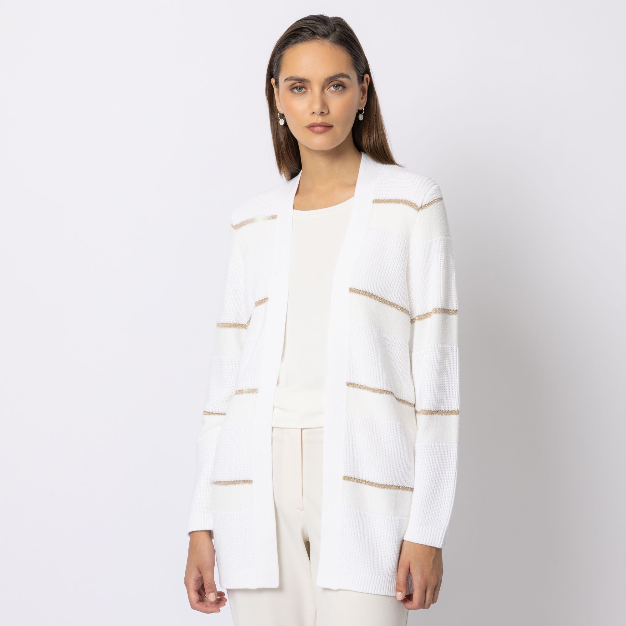 STEFFEN SCHRAUT Longcardigan offene Front Streifen-Details leger weit