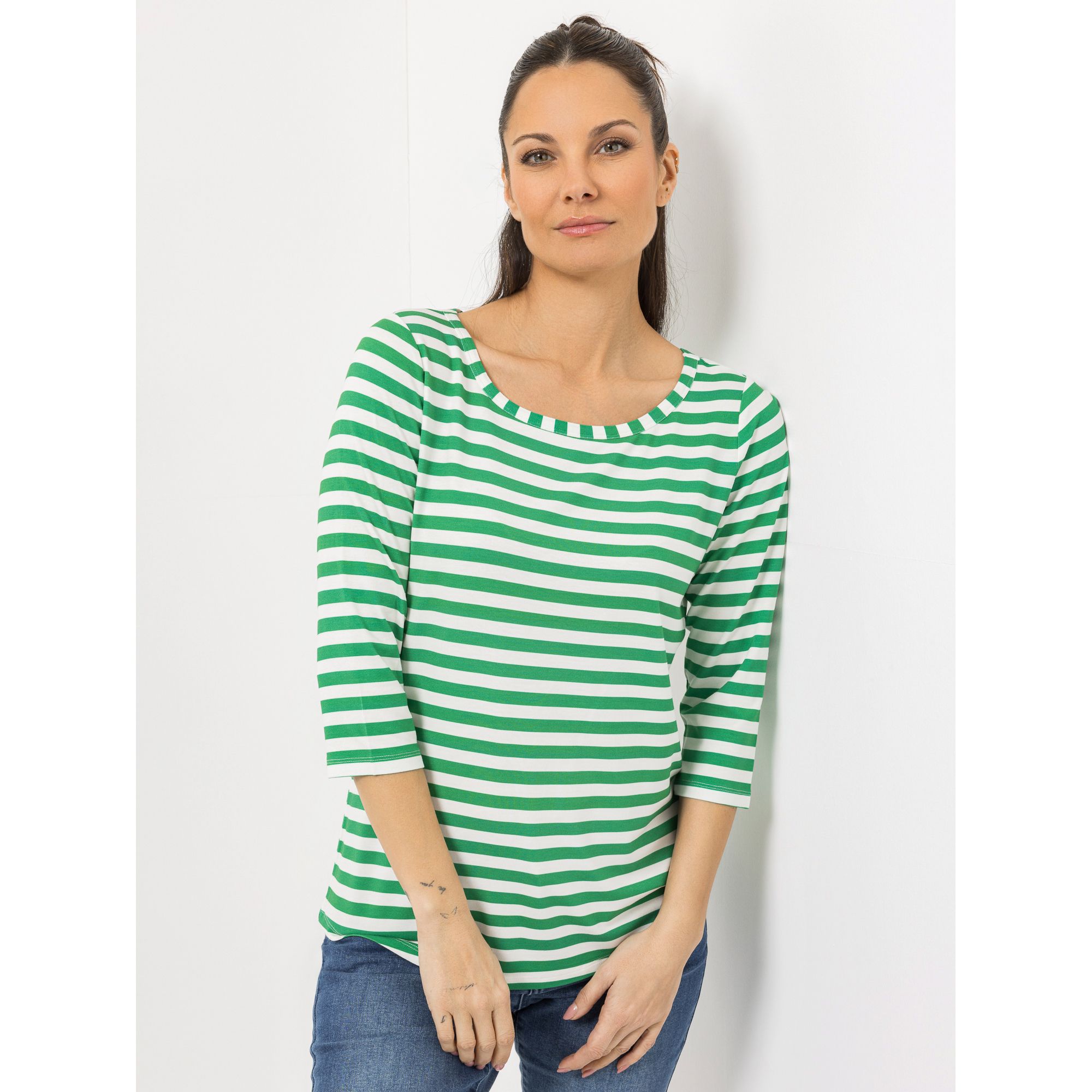 STEFFEN SCHRAUT Shirt, 3/4 Arm Rundhalsausschnitt gestreift figurumspielend