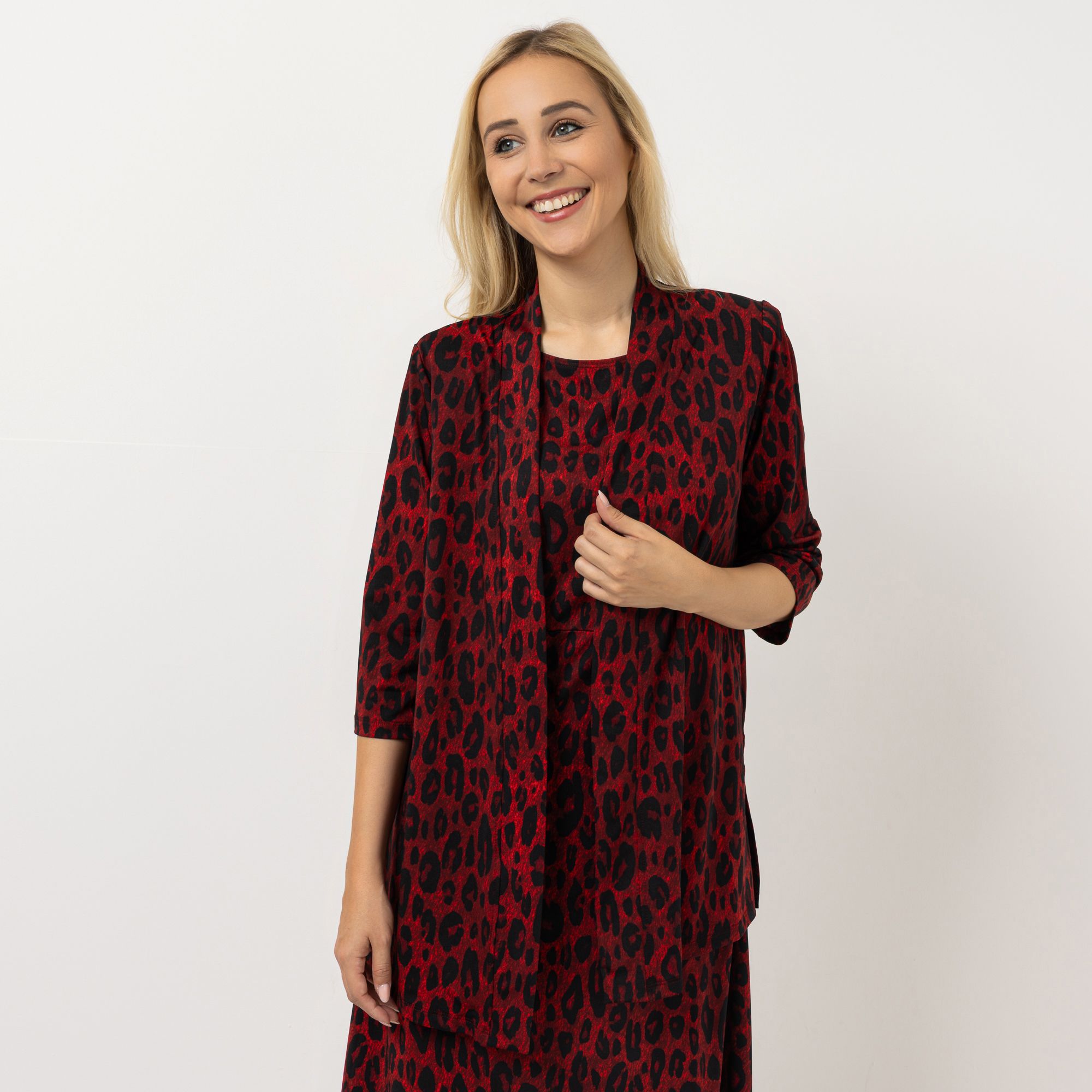 KIM & CO. Cardigan, 3/4-Arm Brazil Knit Jersey Seitenschlitze figurumspielend