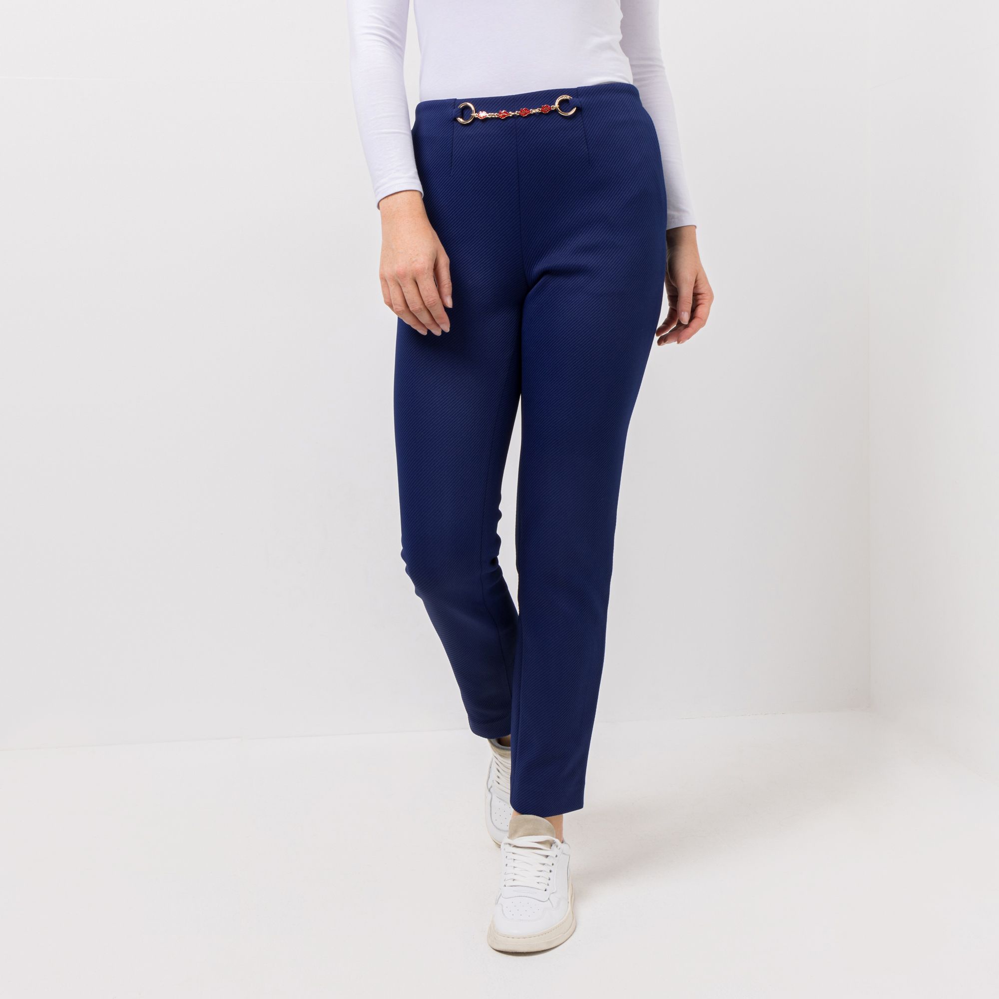 KILIAN KERNER SENSES Hose, knöchellang abnehmbare Kette Reißverschluss konischer Beinverlauf