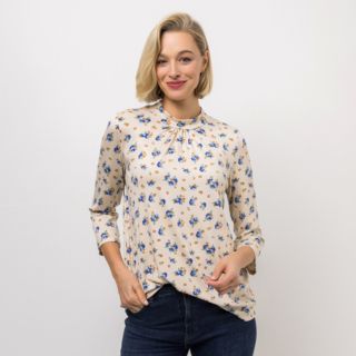 KIM & CO. Shirt, 3/4-Arm Viskose-Jersey Stehkragen figurumspielend