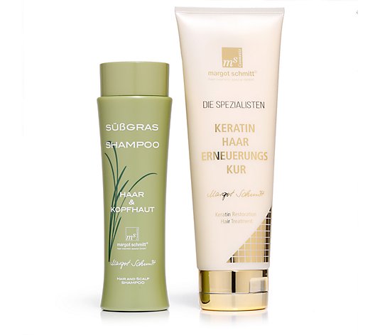 MARGOT SCHMITT® Sensitiv Shampoo mit Süssgras 200ml & Keratin Haar Erneuerungskur 250ml