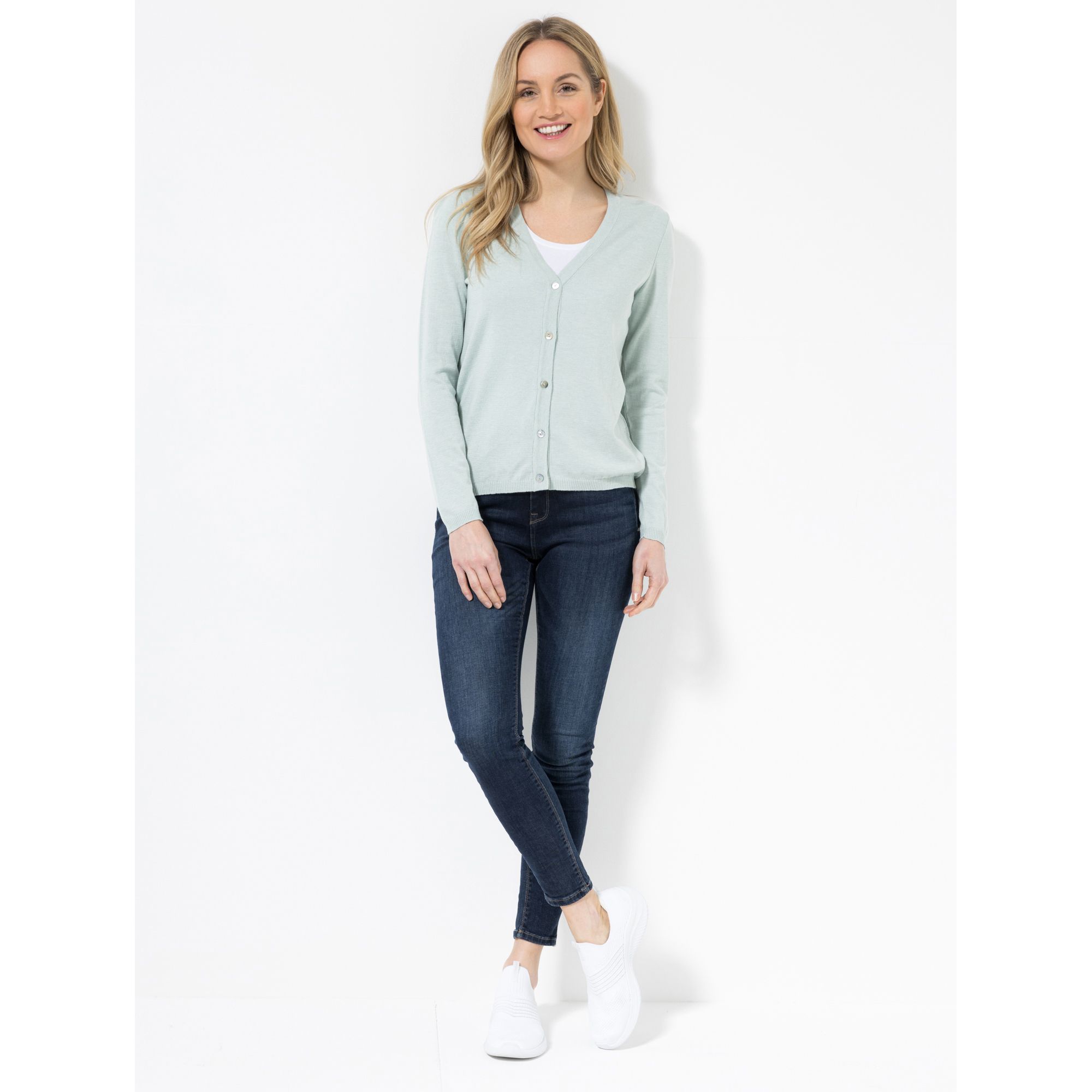 DINE 'N' DANCE Cardigan, 1/1-Arm V-Ausschnitt Knopfleiste figurumspielend