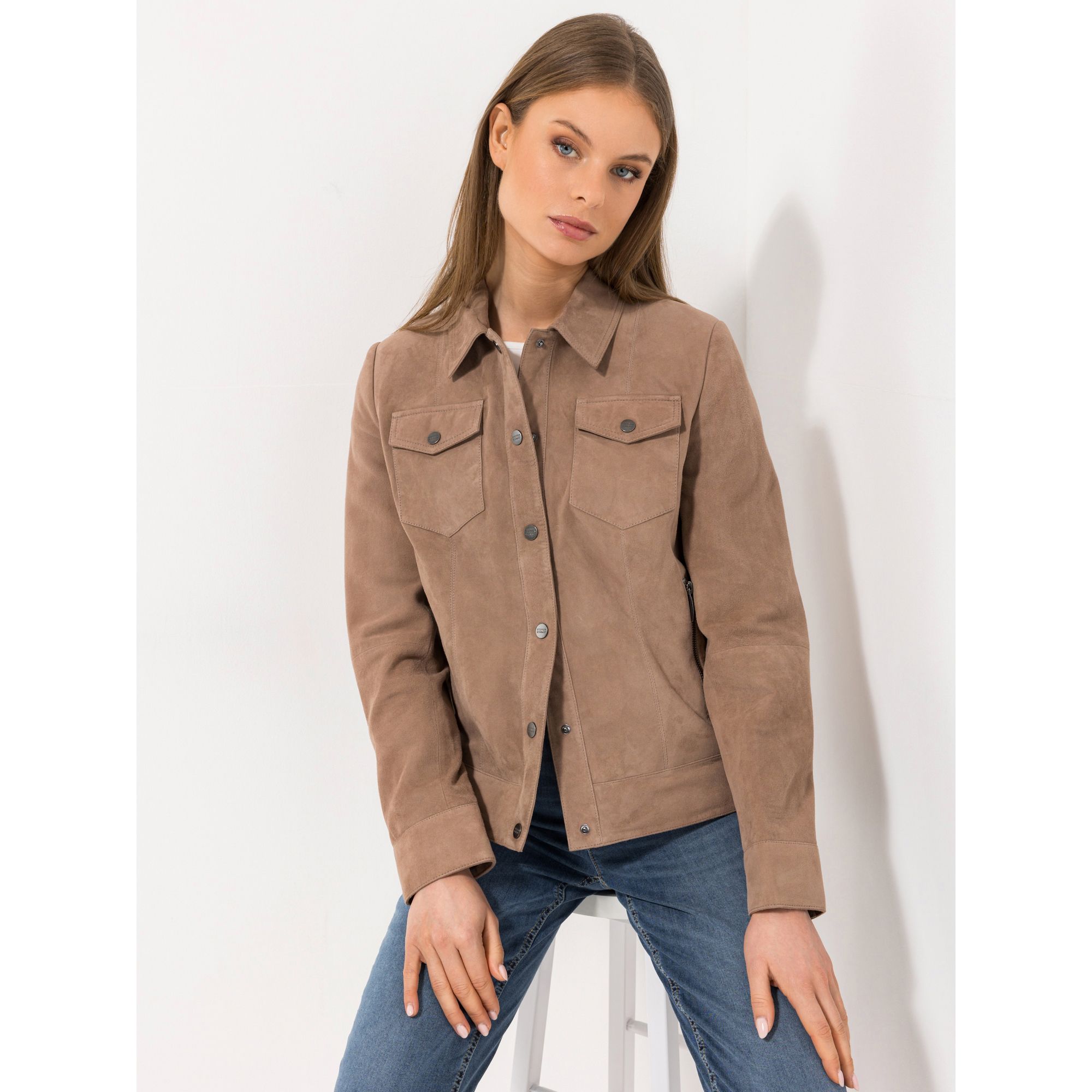 STEFFEN SCHRAUT Jacke, Druckknöpfe Ziegenveloursleder Taschen figurbetont