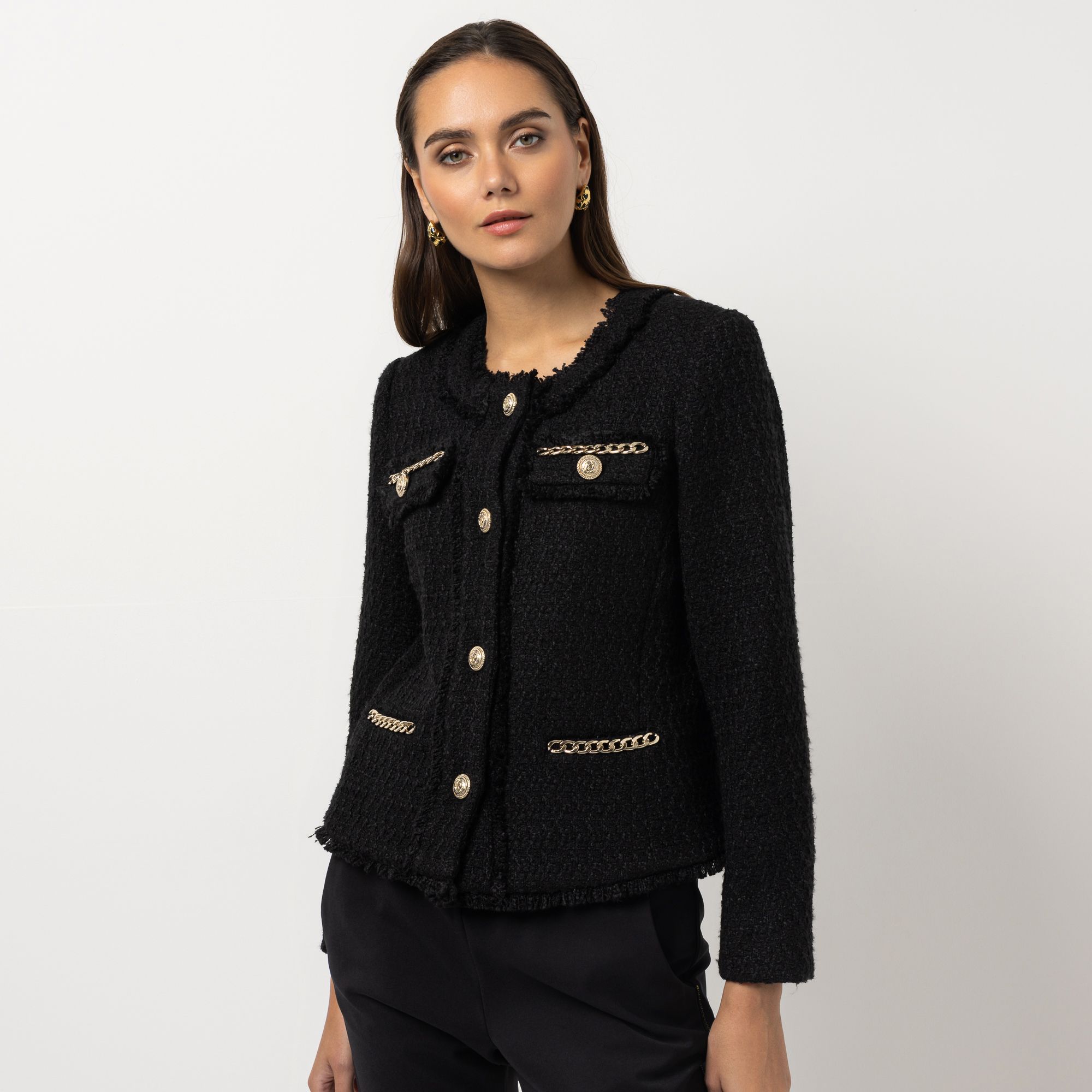 STEFFEN SCHRAUT Blazer, kurze Form Schulterpolster bedrucktes Futter figurumspielend