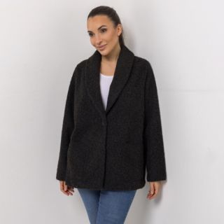 KIM & CO. Jacke, Langarm Soft Boucle-Optik Schalkragen oversized