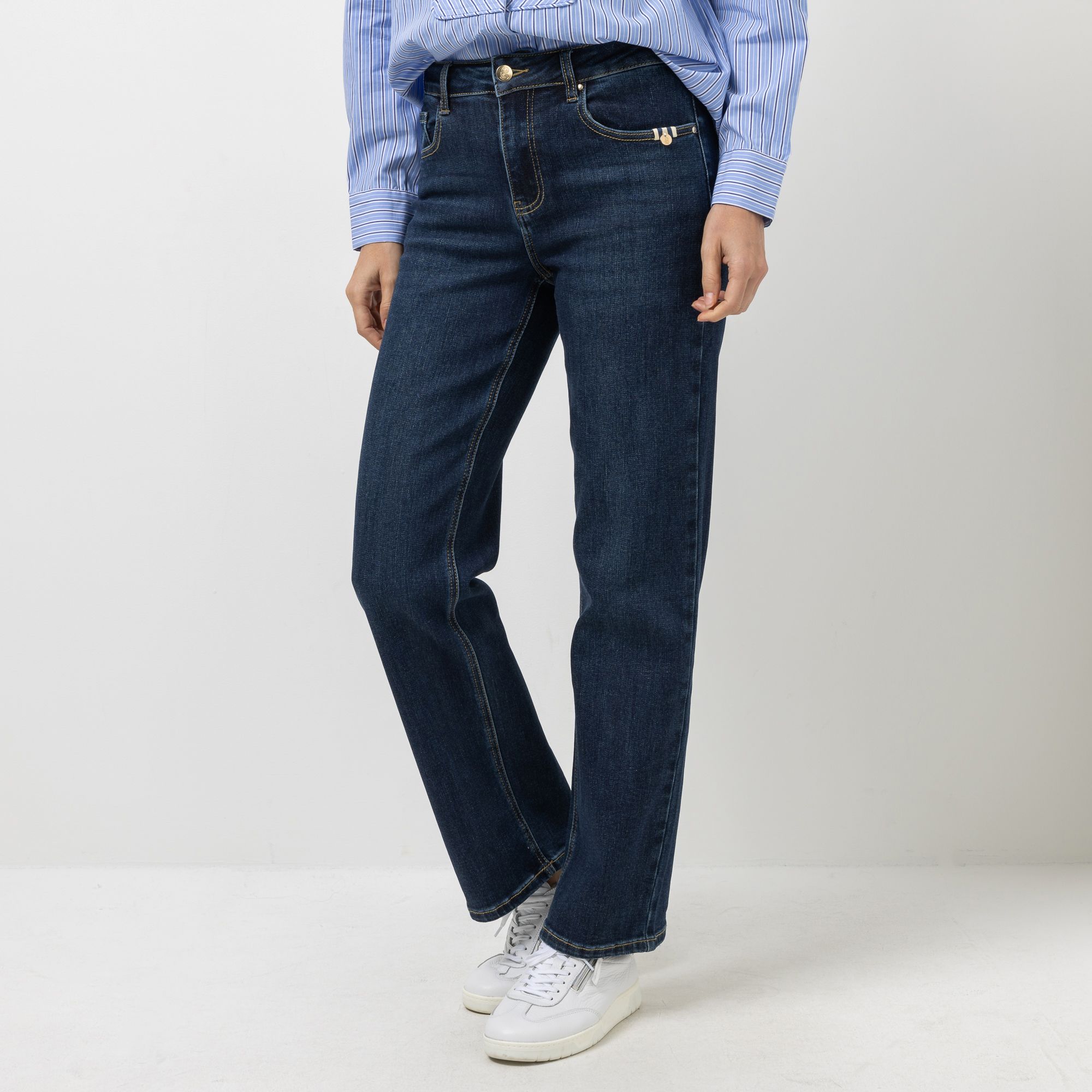 STRANDFEIN Jeanshose lange Form 5-Pocket-Style gerades Bein