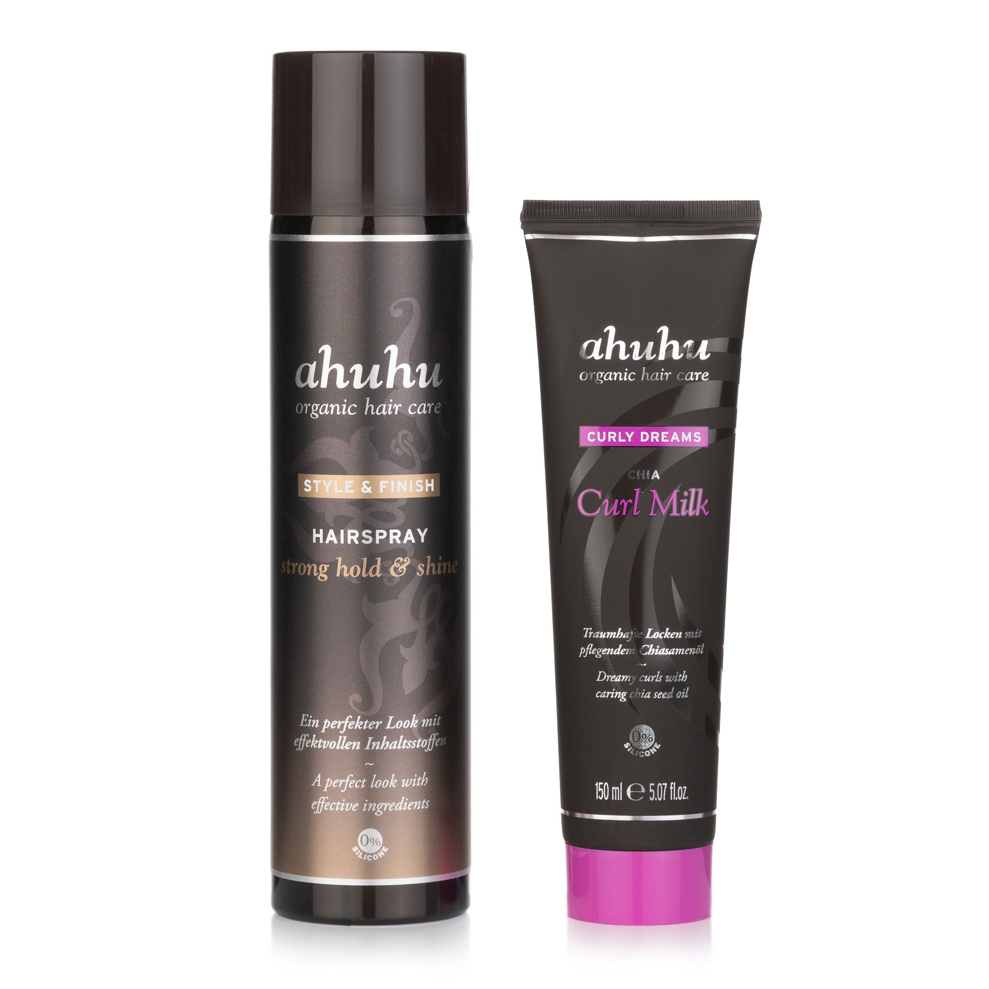 ahuhu Chia Curl Milk 150ml strong hold & shine Hairspray 300ml