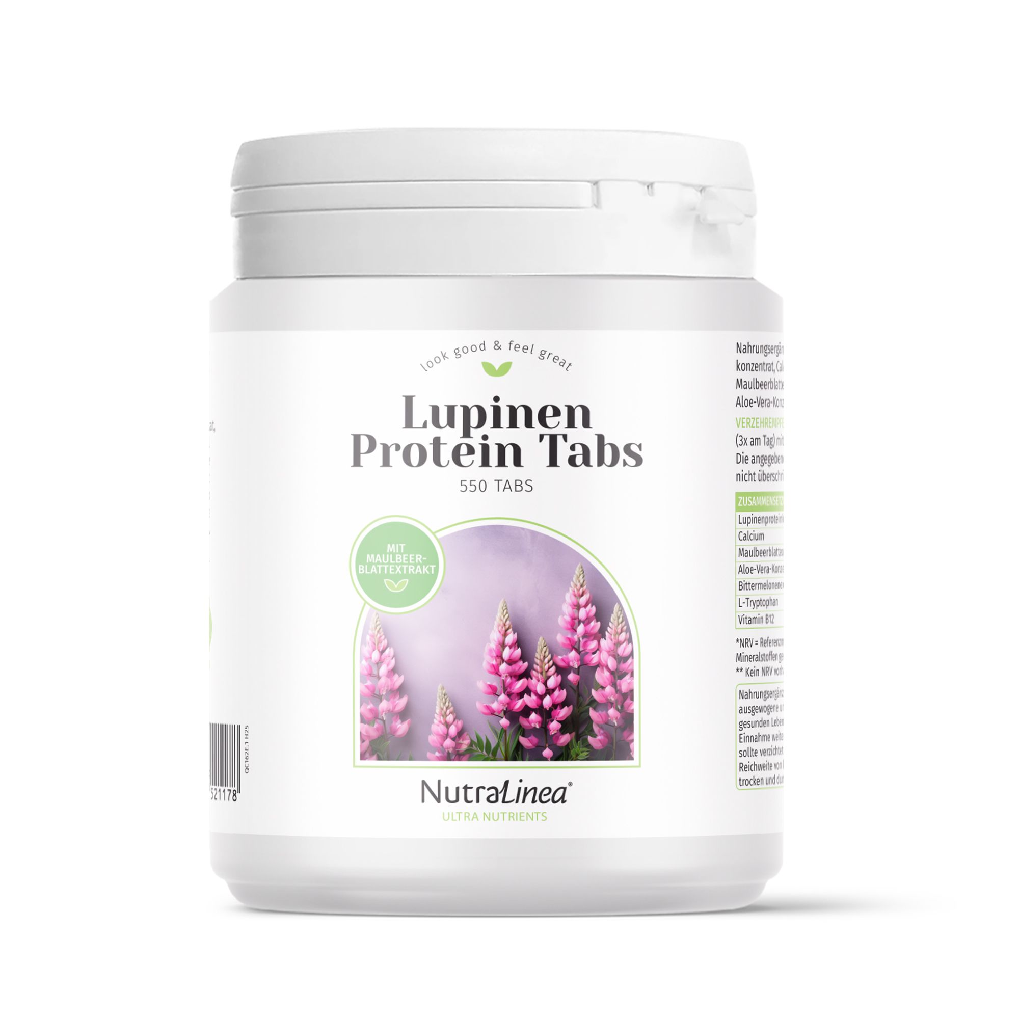 NutraLinea® Lupinen Protein Tabs Bittermelonen- und Maulbeerblatt-Extrakt 550 Stück für 60 Tage