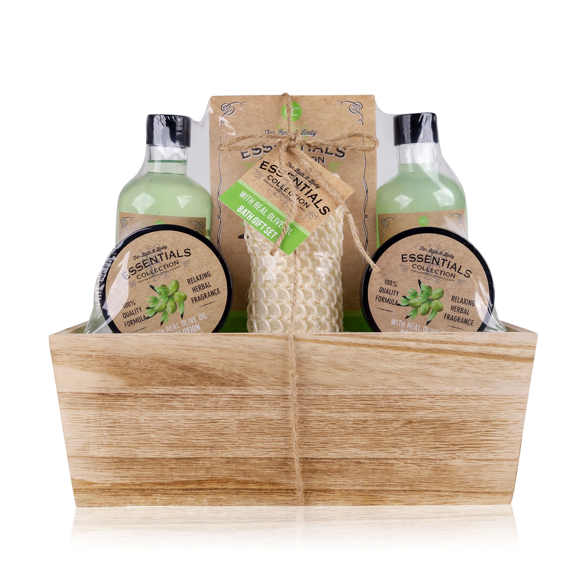 ACCENTRA Olive Geschenkset in Holzkorb 6tlg.