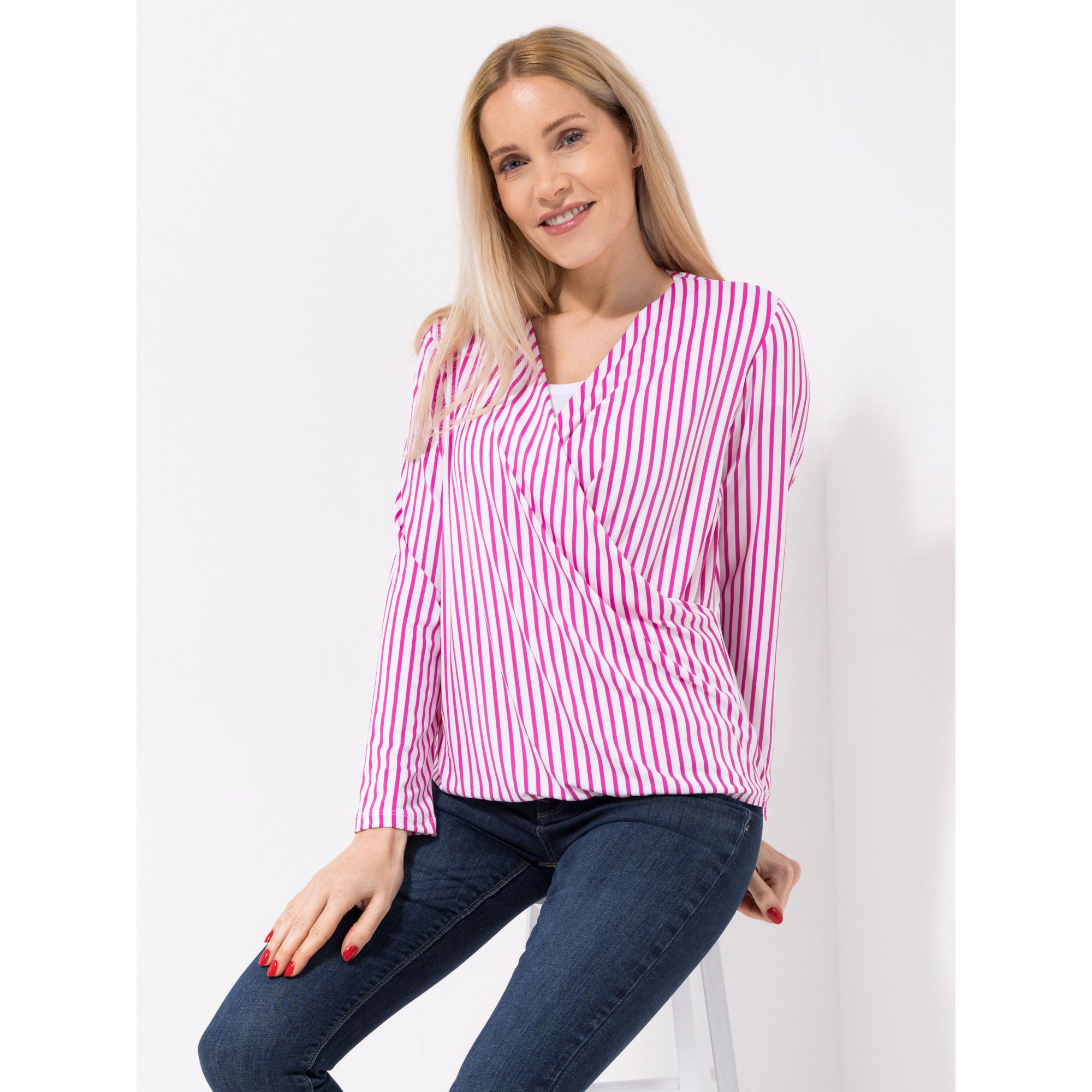 KIM & CO. Shirt, Langarm Brazil Knit Jersey Wickel-Effekt figurumspielend