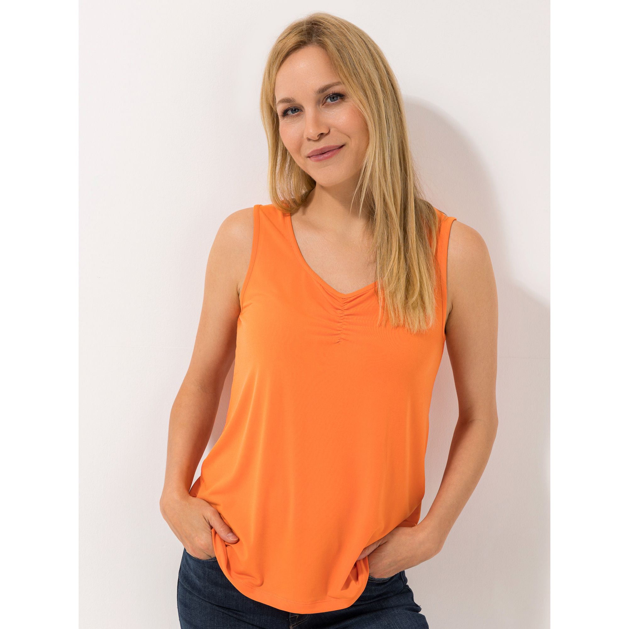 KIM & CO. Top Brazil Knit Jersey gerüschter Ausschnitt figurumspielend