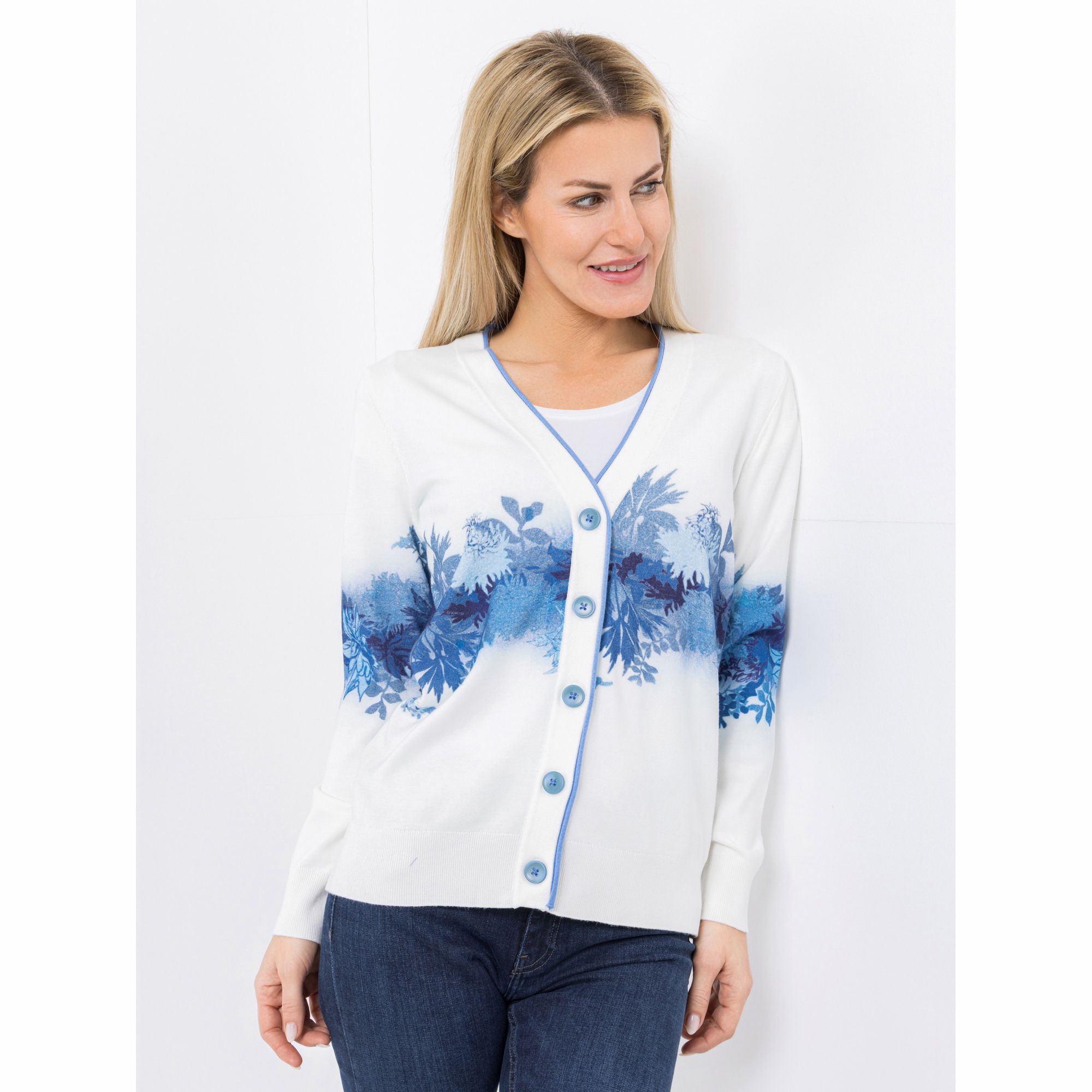 DAWID by Dawid Tomaszewski Cardigan, Langarm platzierter Druck figurumspielend