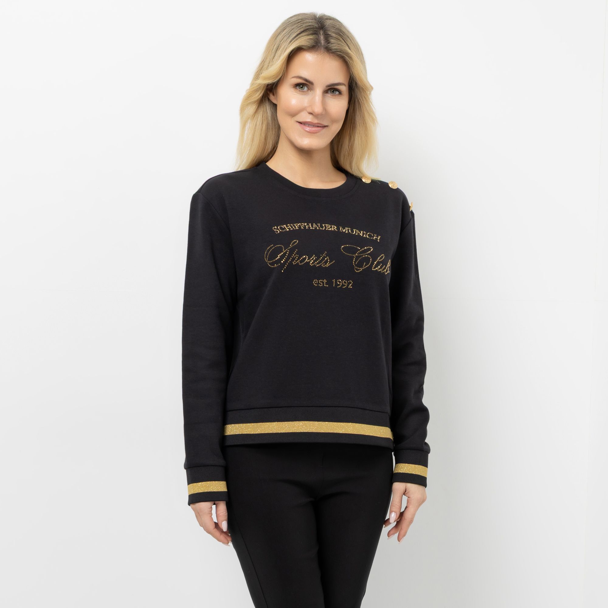 SCHIFFHAUER MUNICH® Sweatshirt Rundhalsausschnitt Zierknöpfe leger weit