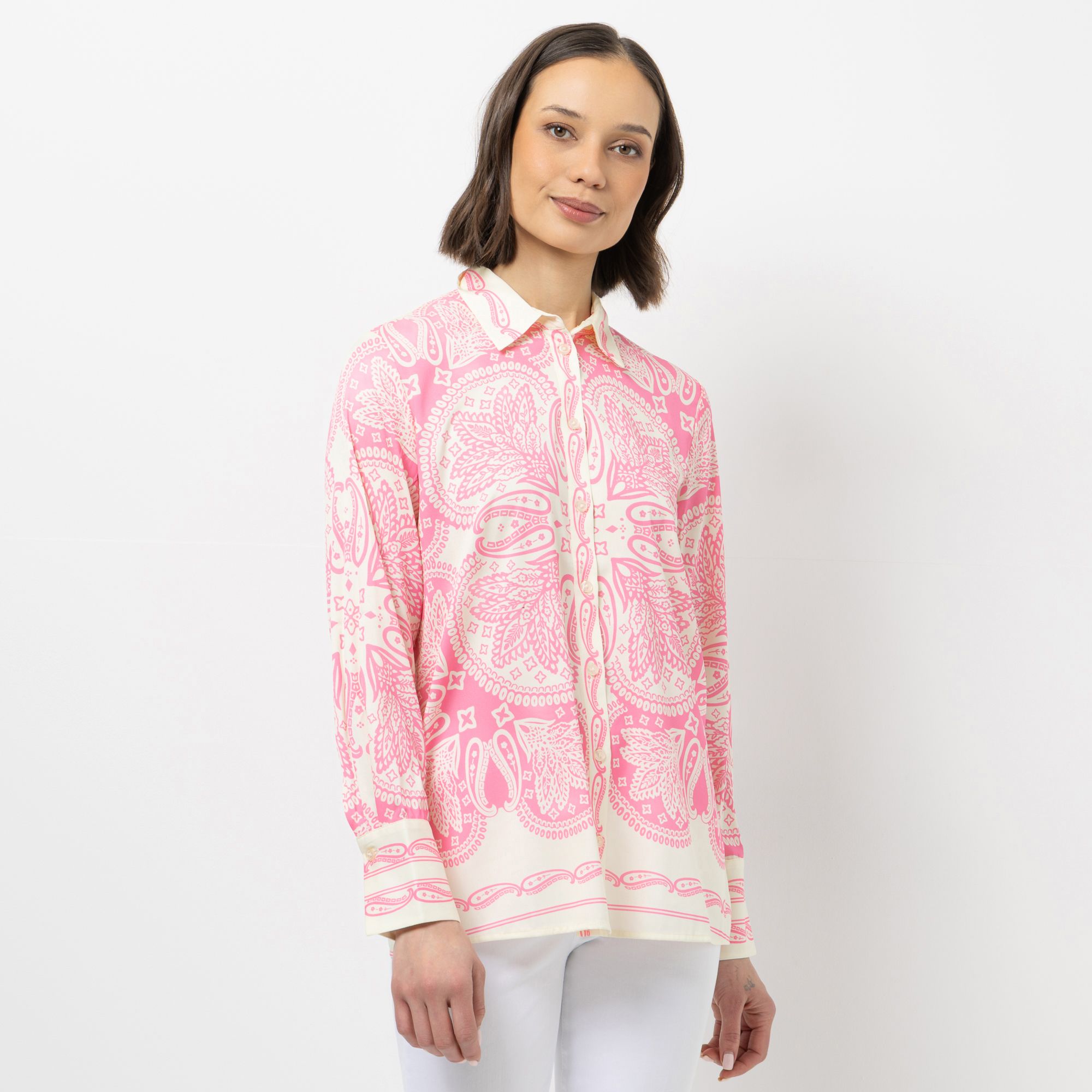  STEFFEN SCHRAUT Bluse Hemdkragen Knopfleiste leger weit