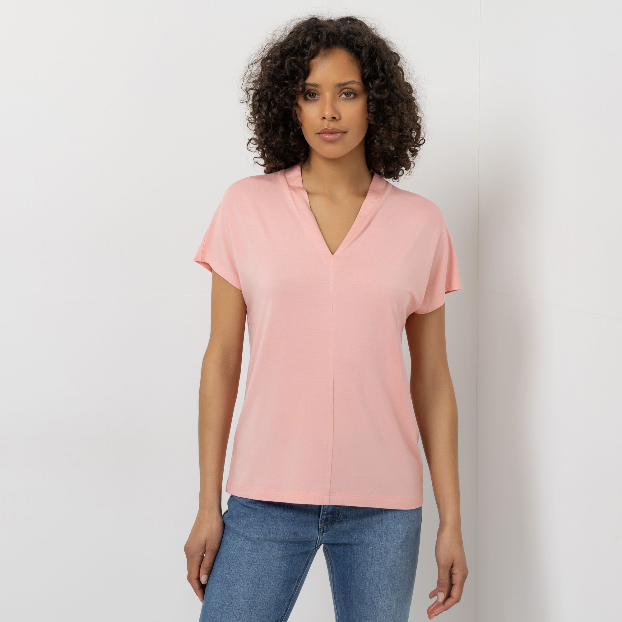 STEFFEN SCHRAUT Shirt, 1/2-Arm V-Ausschnitt mit ECOVERO Viskose leger weit