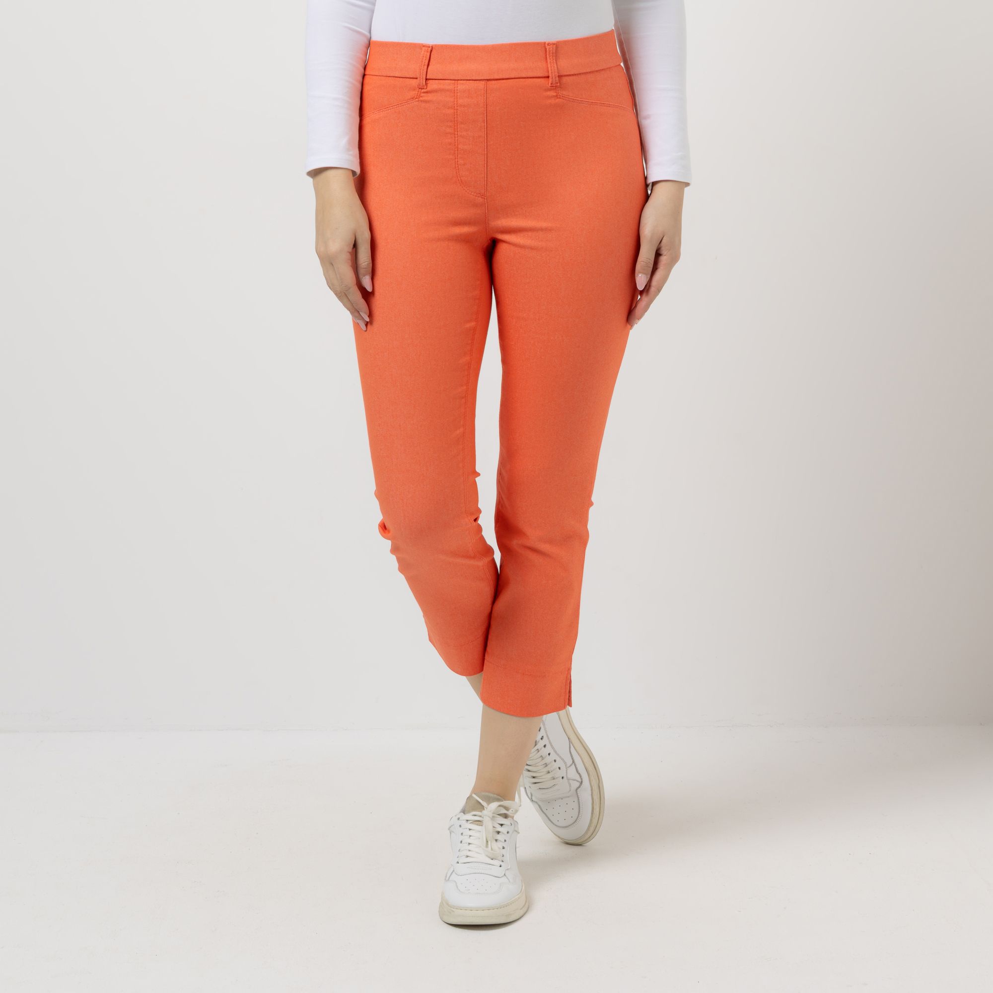 EVA LUTZ Hose, 7/8-Länge Rundumdehnbund Logo-Stickerei gerades Bein