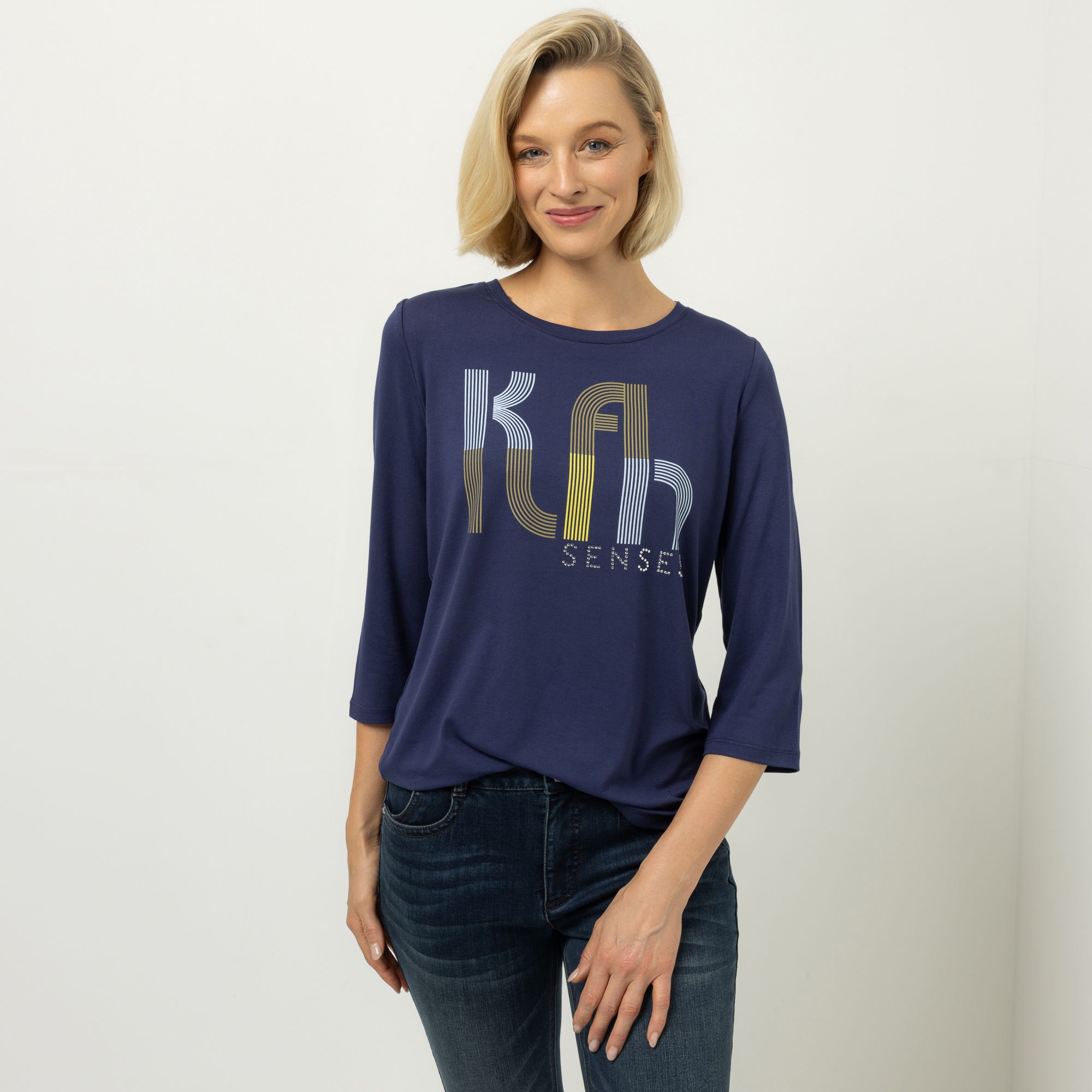 KILIAN KERNER SENSES Shirt, 3/4-Arm Rundhalsausschnitt Logodruck figurumspielend