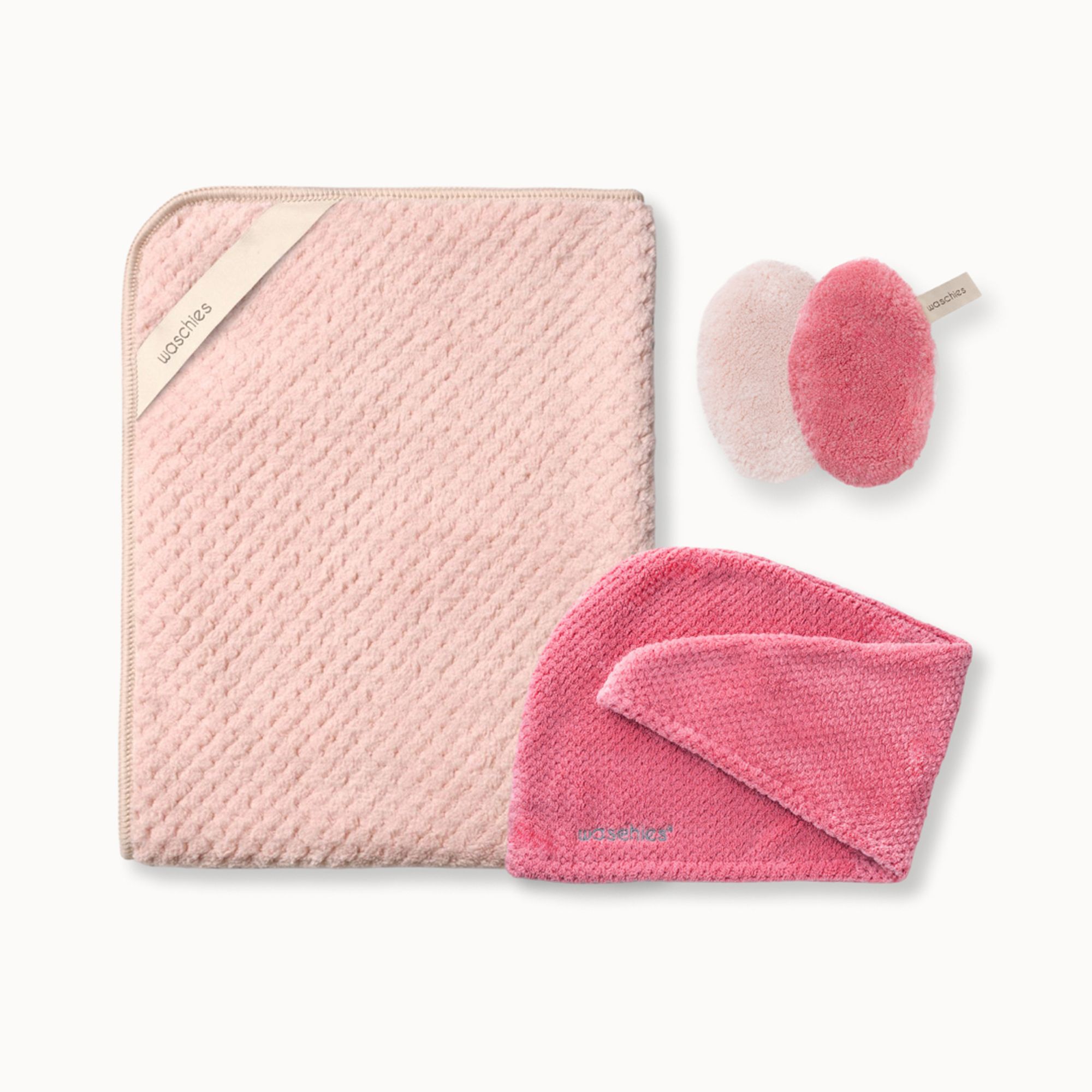 WASCHIES® Beauty Spa Essentials Set aus Badetuch, Haarturban und 2 Waschies, 3tlg.