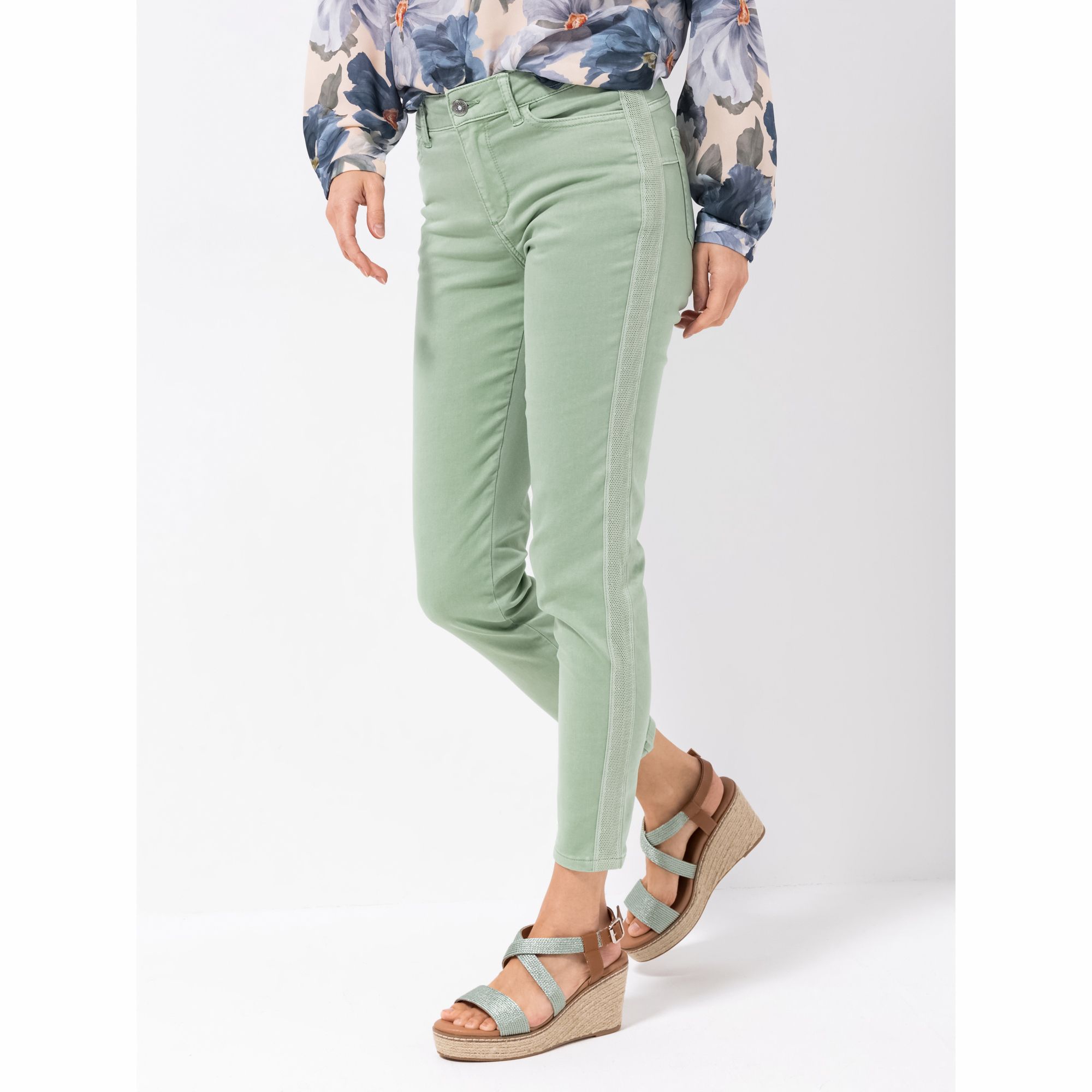 DINE 'N' DANCE Hose Rumba Stretch-Twill Galonstreifen schmales Bein