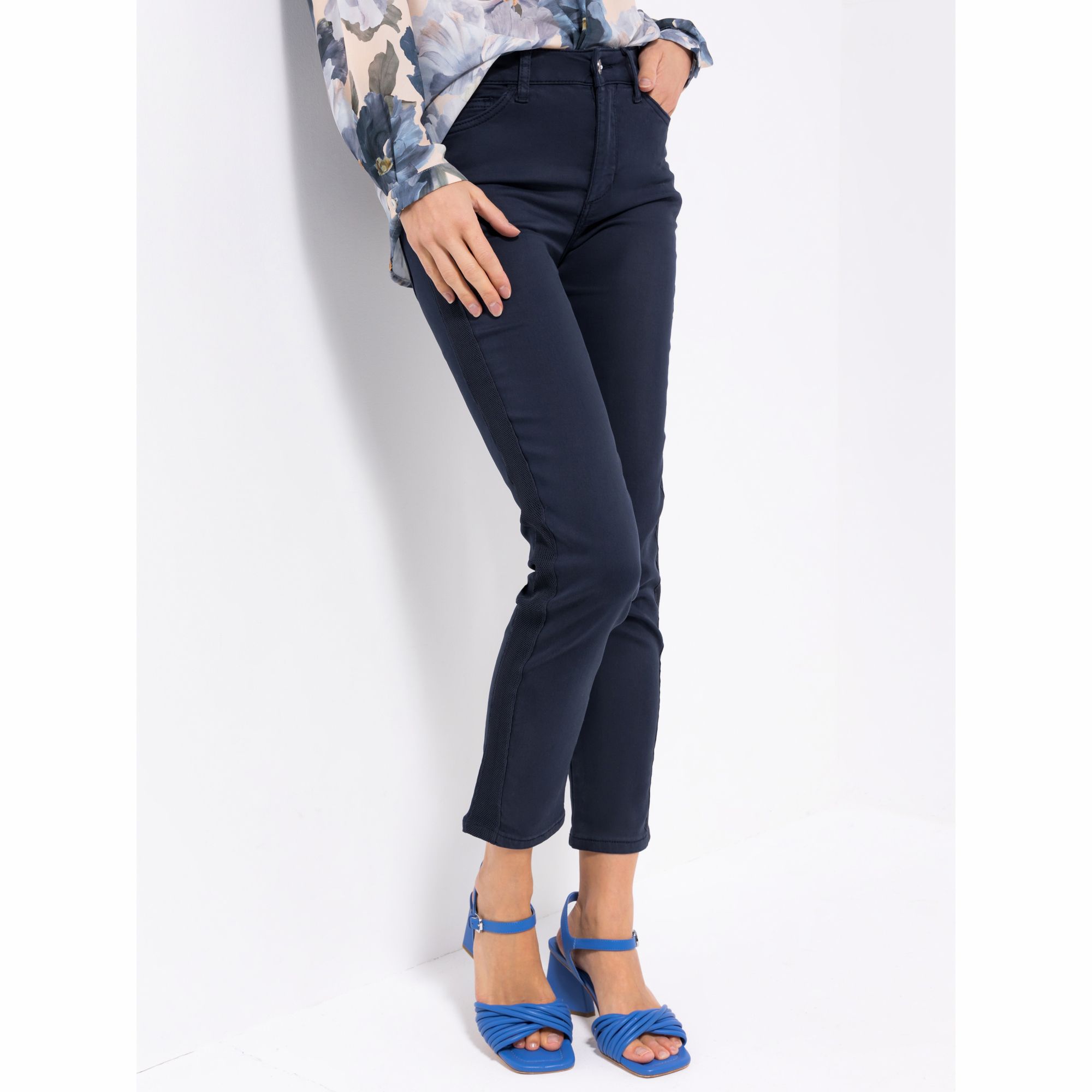 DINE 'N' DANCE Hose Rumba Stretch-Twill Galonstreifen schmales Bein