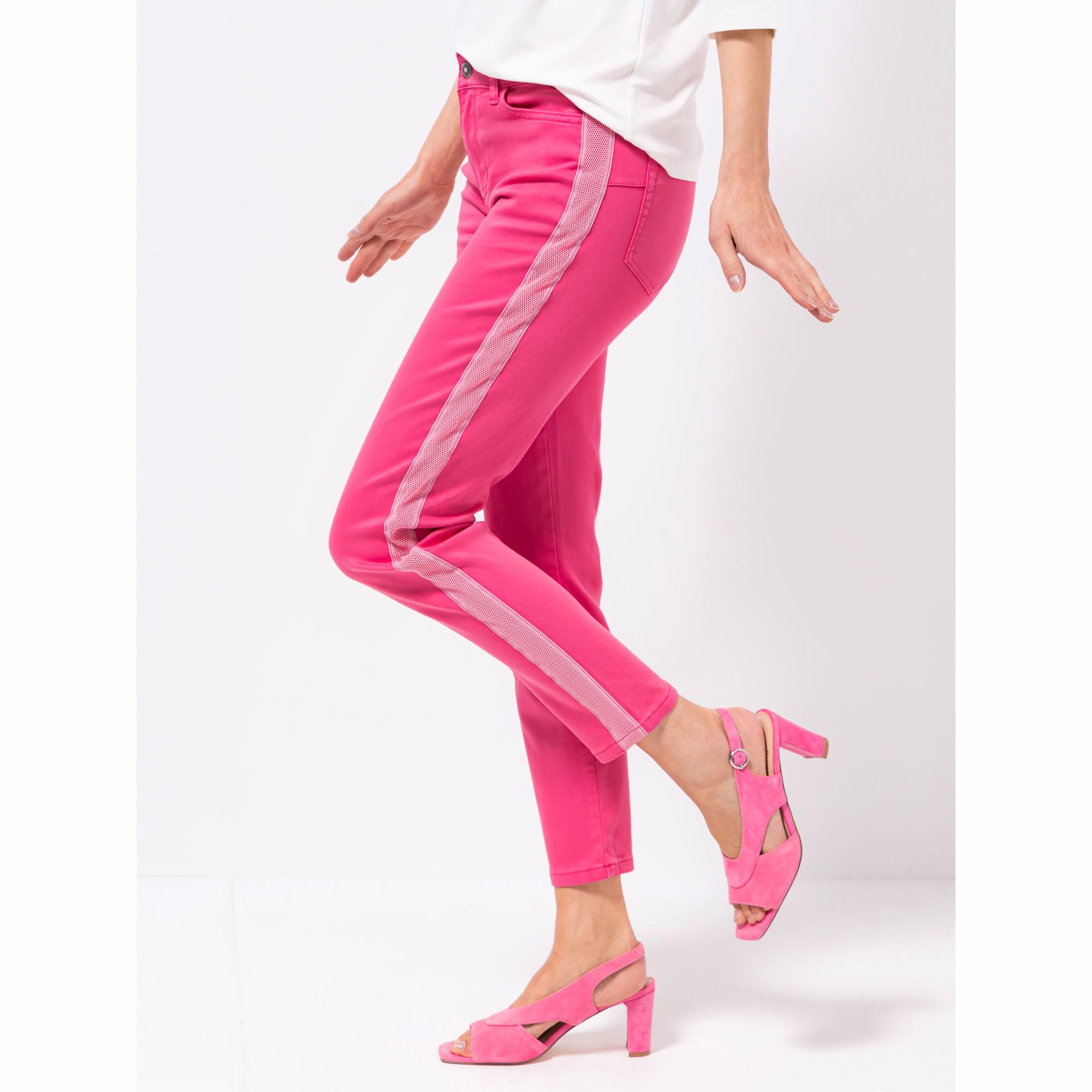 DINE 'N' DANCE Hose Rumba Stretch-Twill Galonstreifen schmales Bein