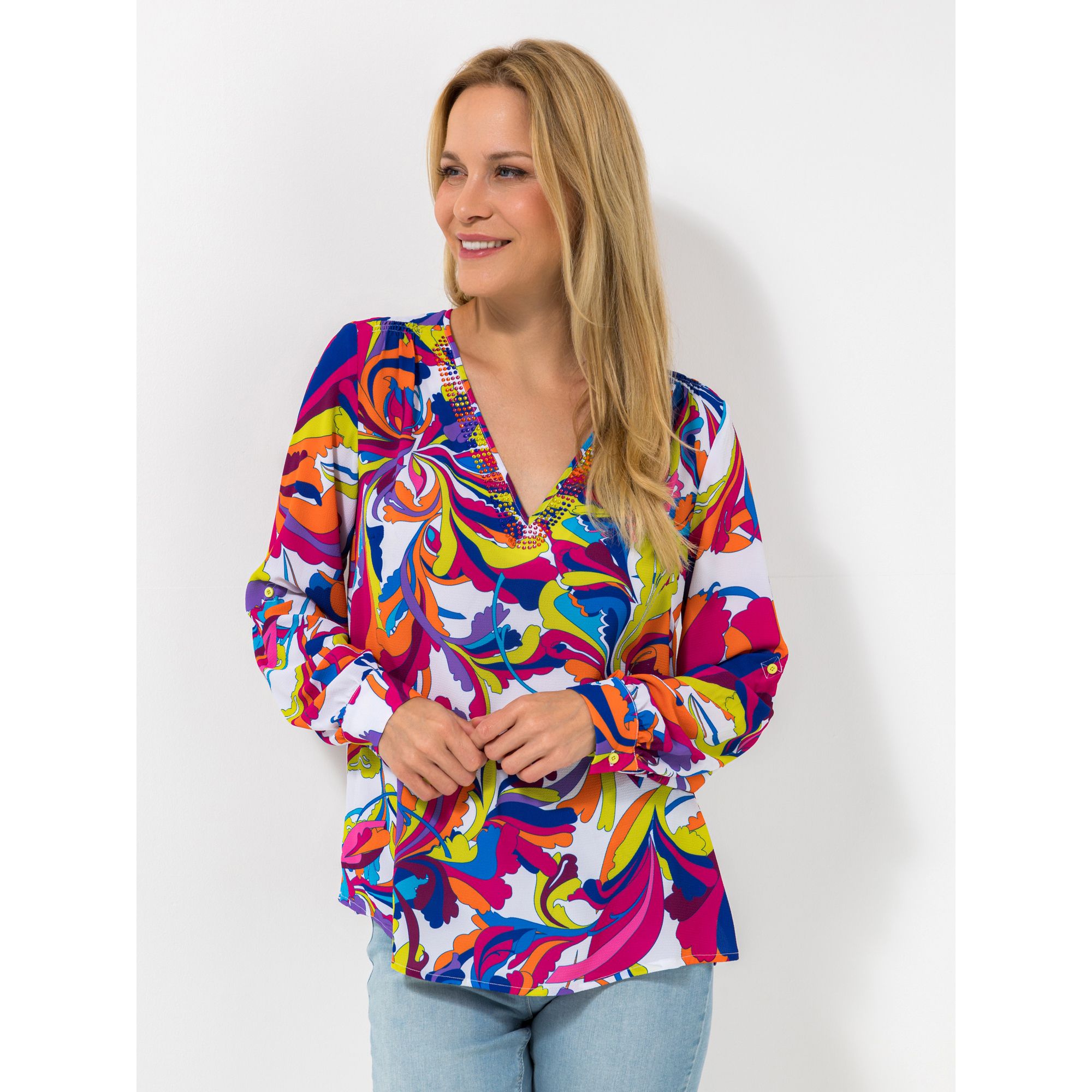 DAWID by Dawid Tomaszewski Bluse, Strassdeko Seitenschlitze leger weit