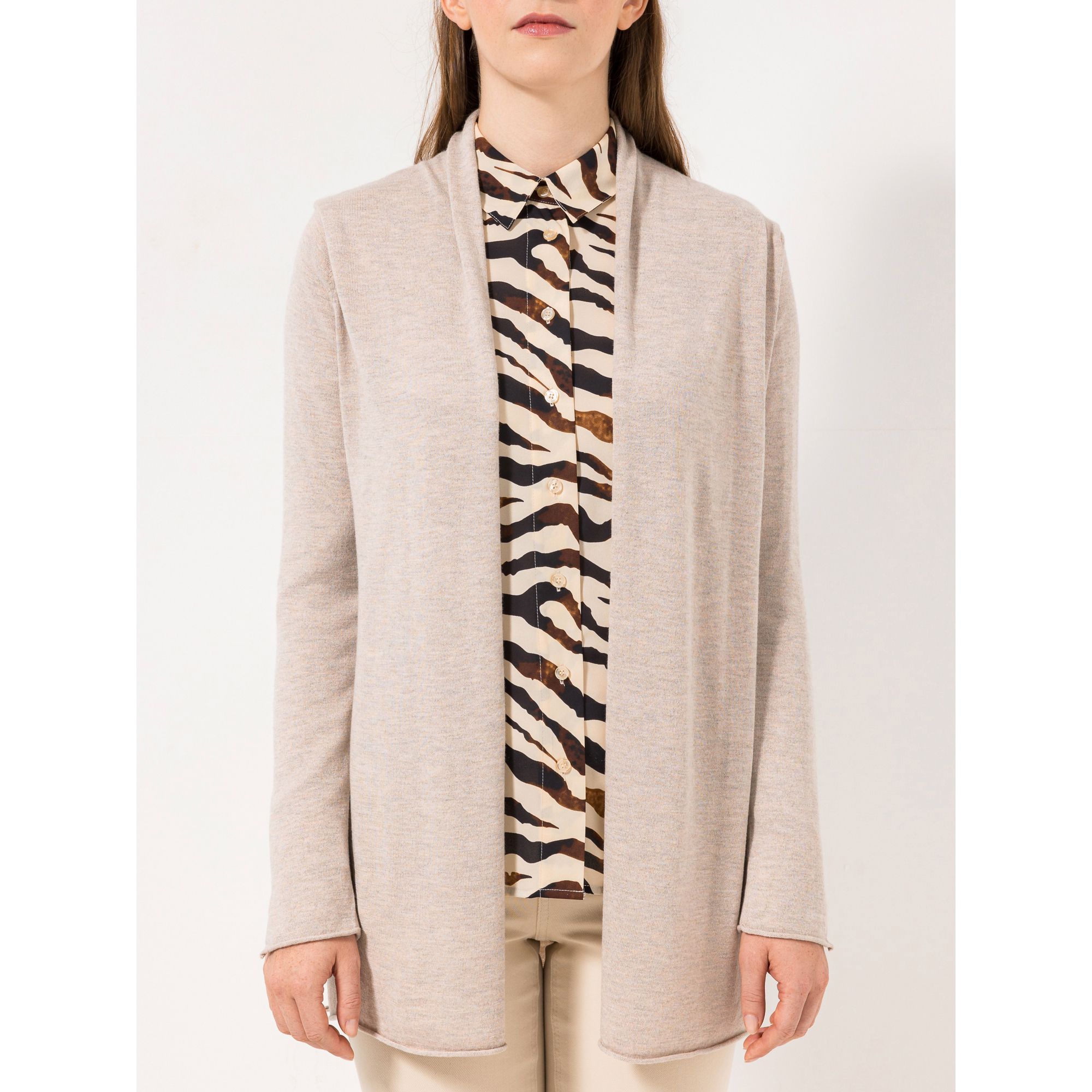 STEFFEN SCHRAUT Longcardigan Boston offene Front Rollsaum leger weit